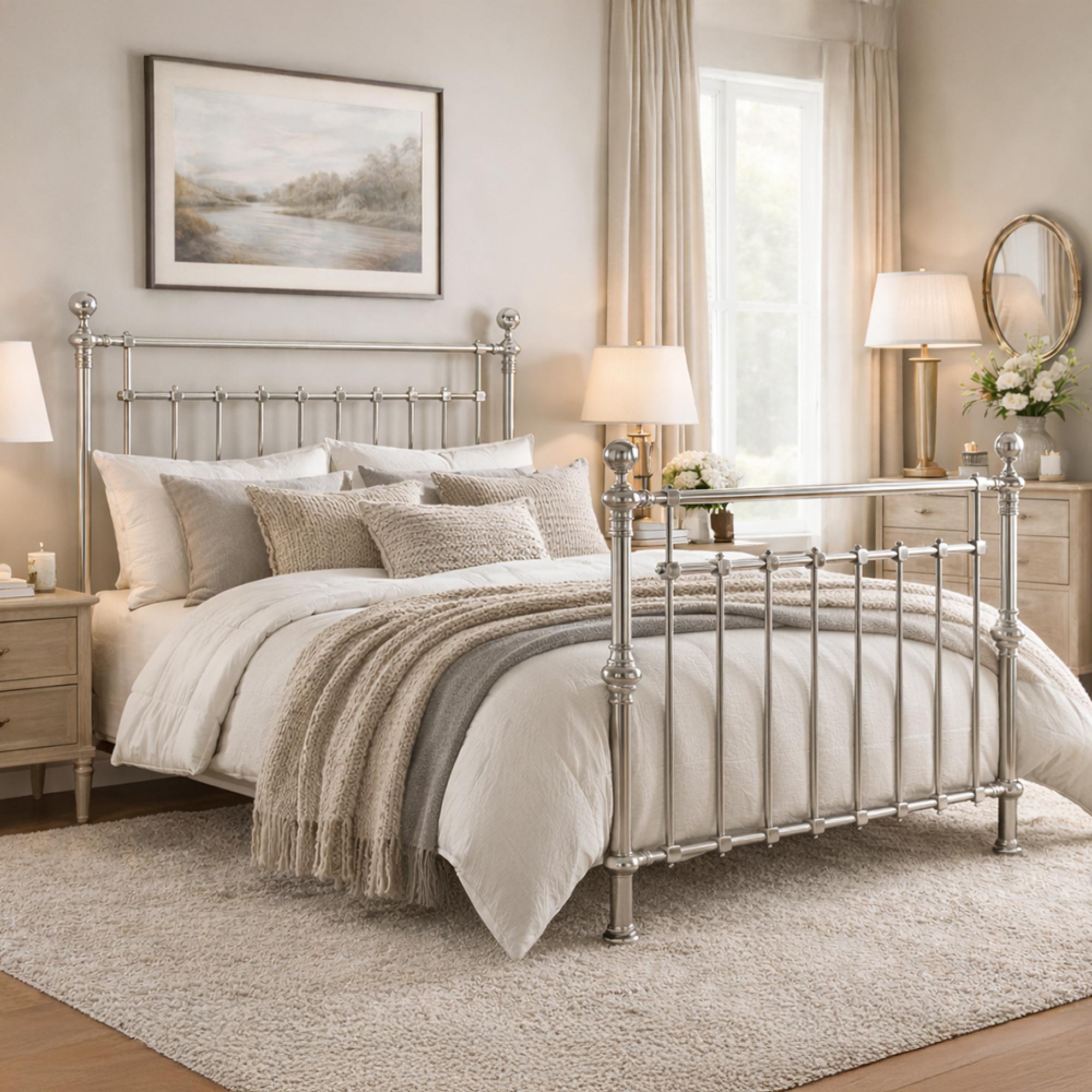 Edward Bed - Chrome Metal - Sizes Available