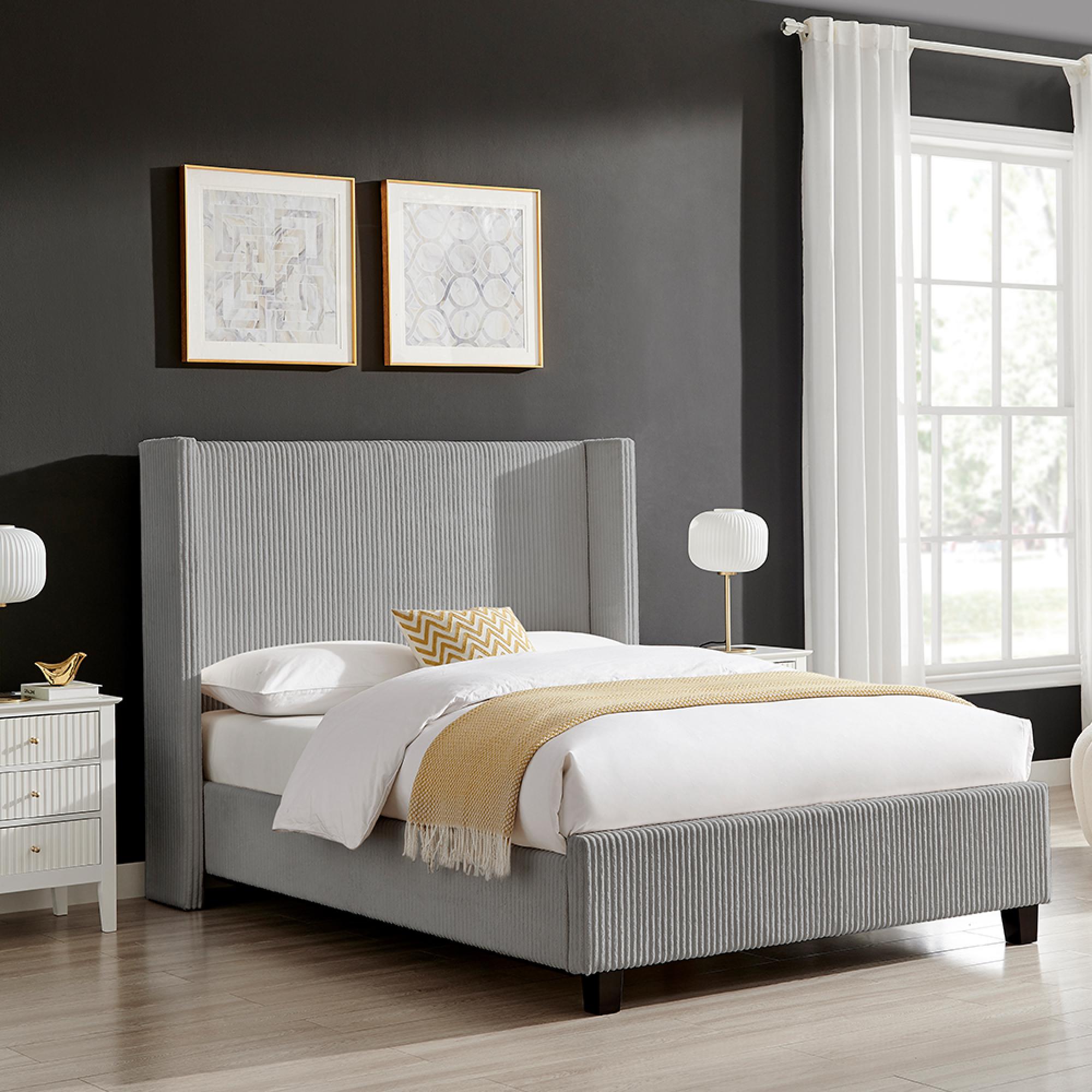 Gibson Bed - Grey Fabric - Sizes Available