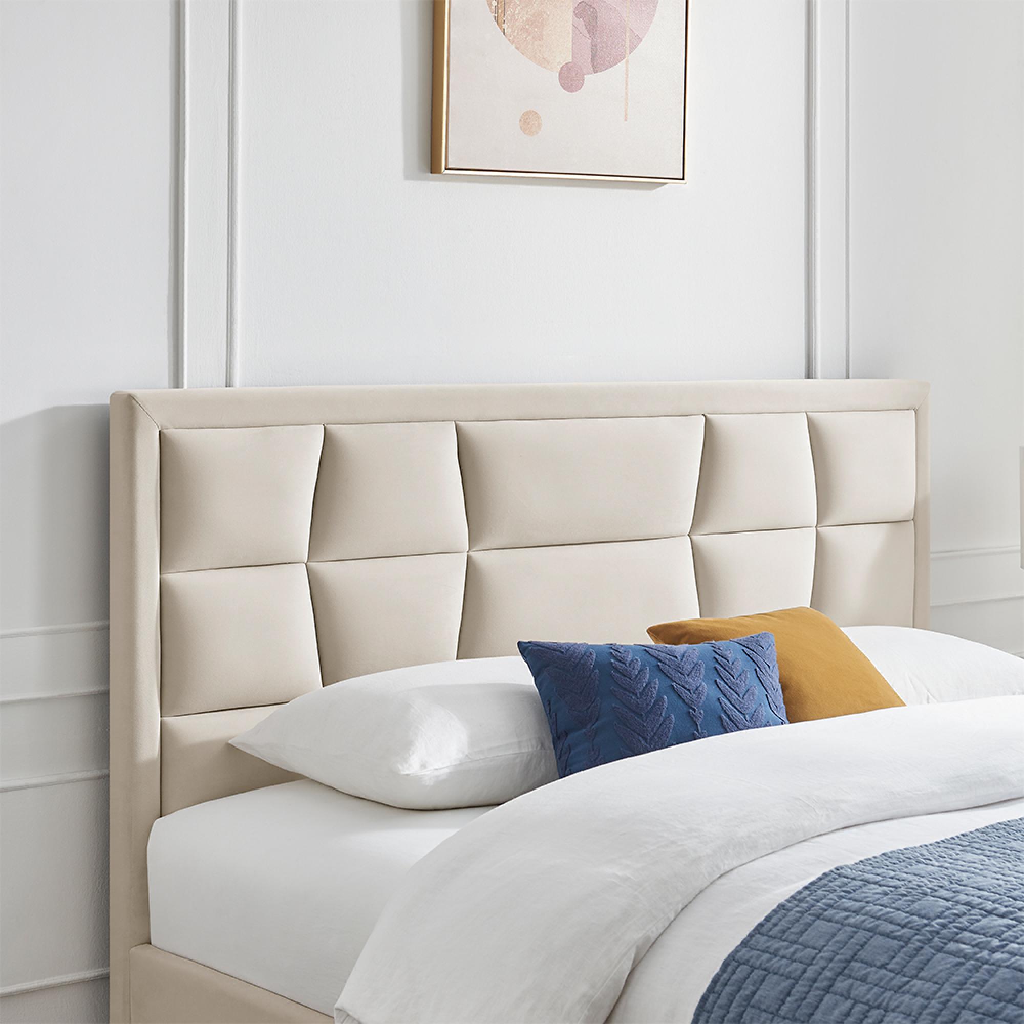 Clarke Bed - Natural Fabric - Sizes Available