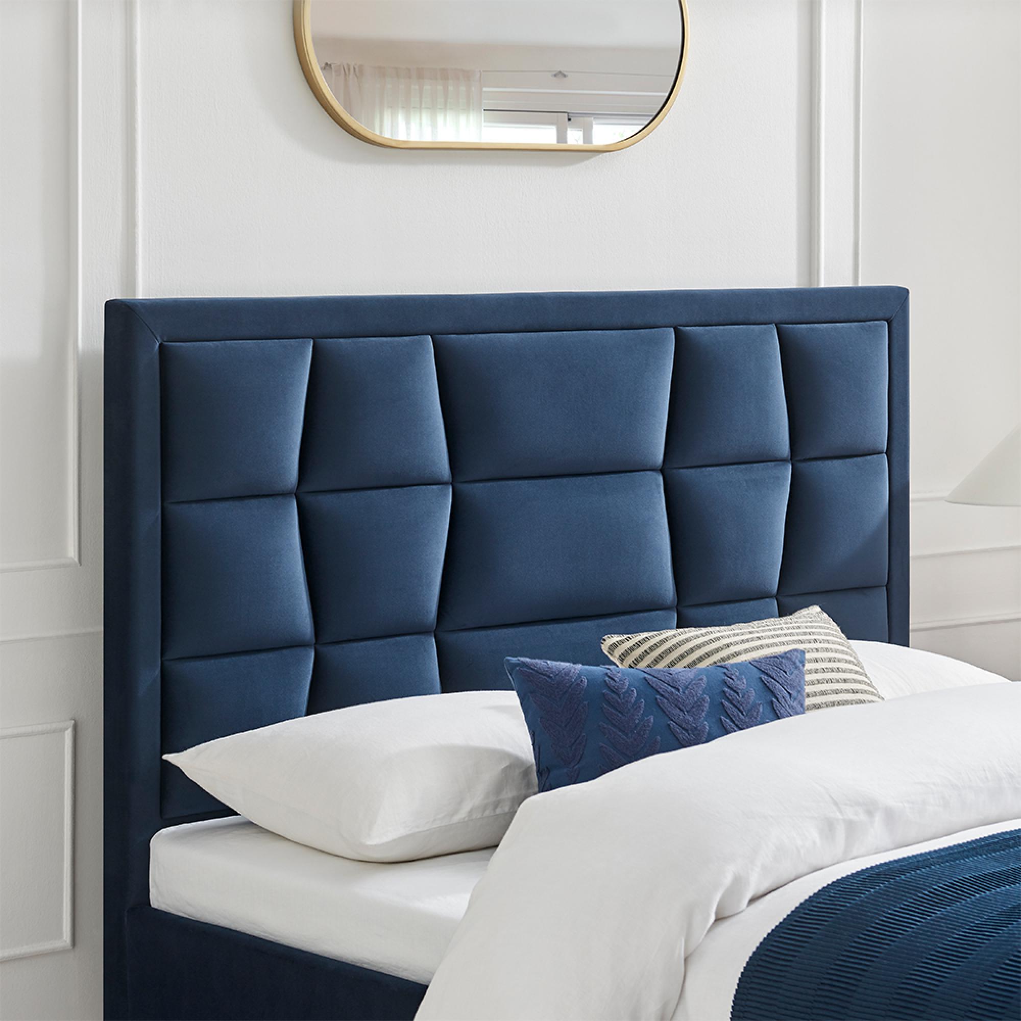 Clarke Bed - Navy Fabric - Sizes Available