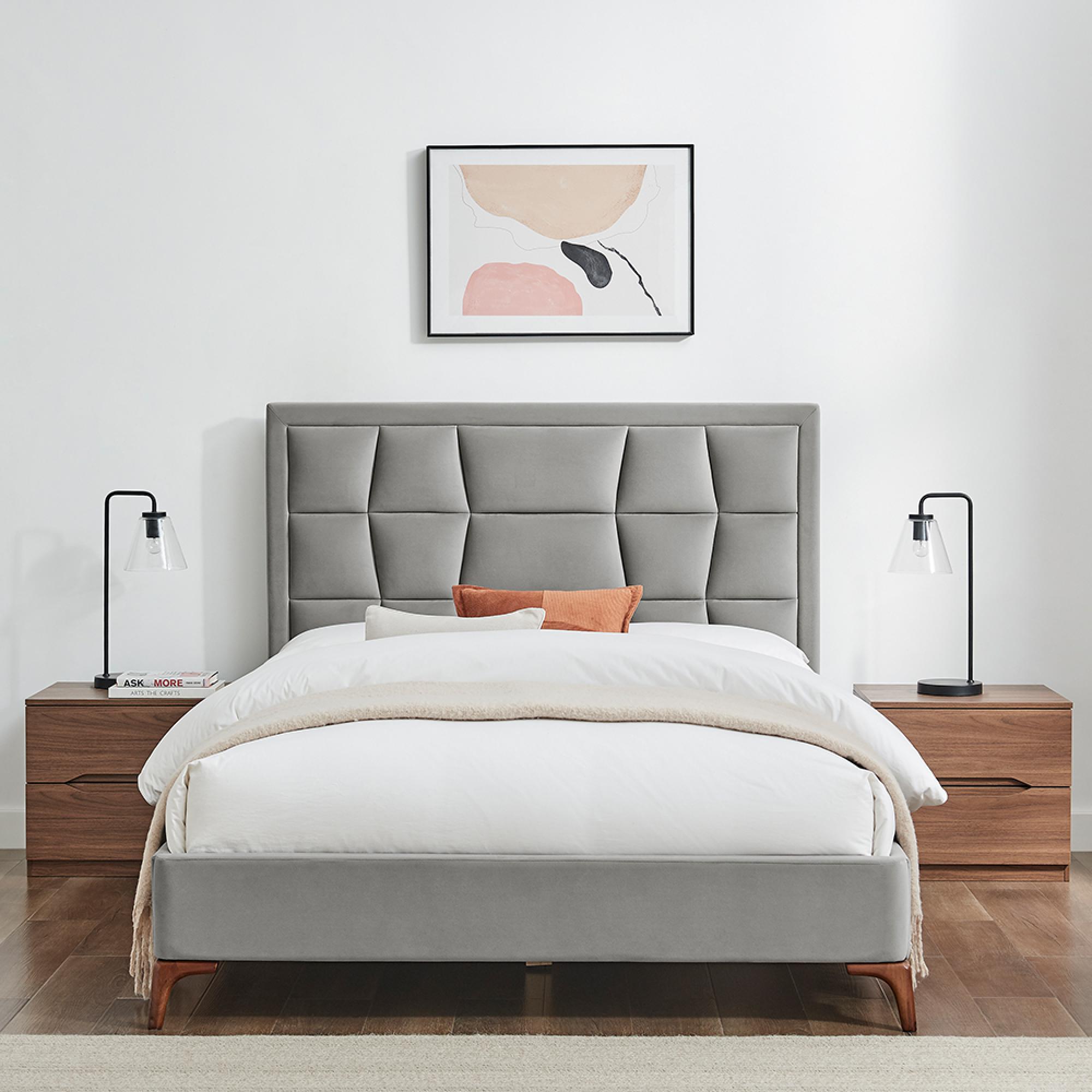 Clarke Bed - Silver Fabric - Sizes Available