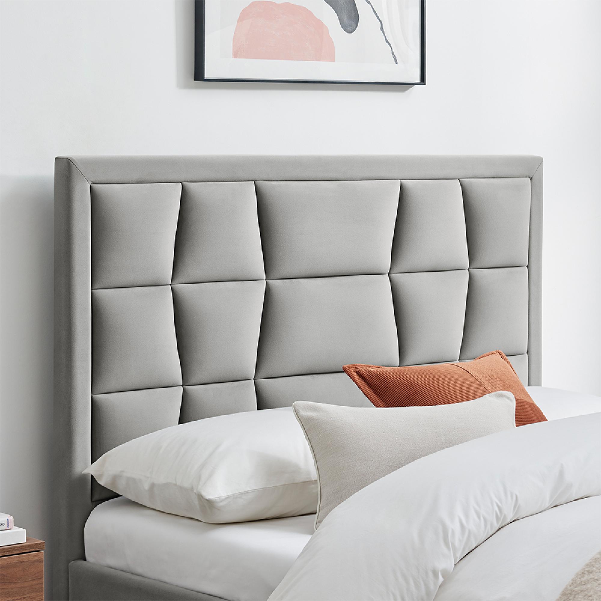 Clarke Bed - Silver Fabric - Sizes Available