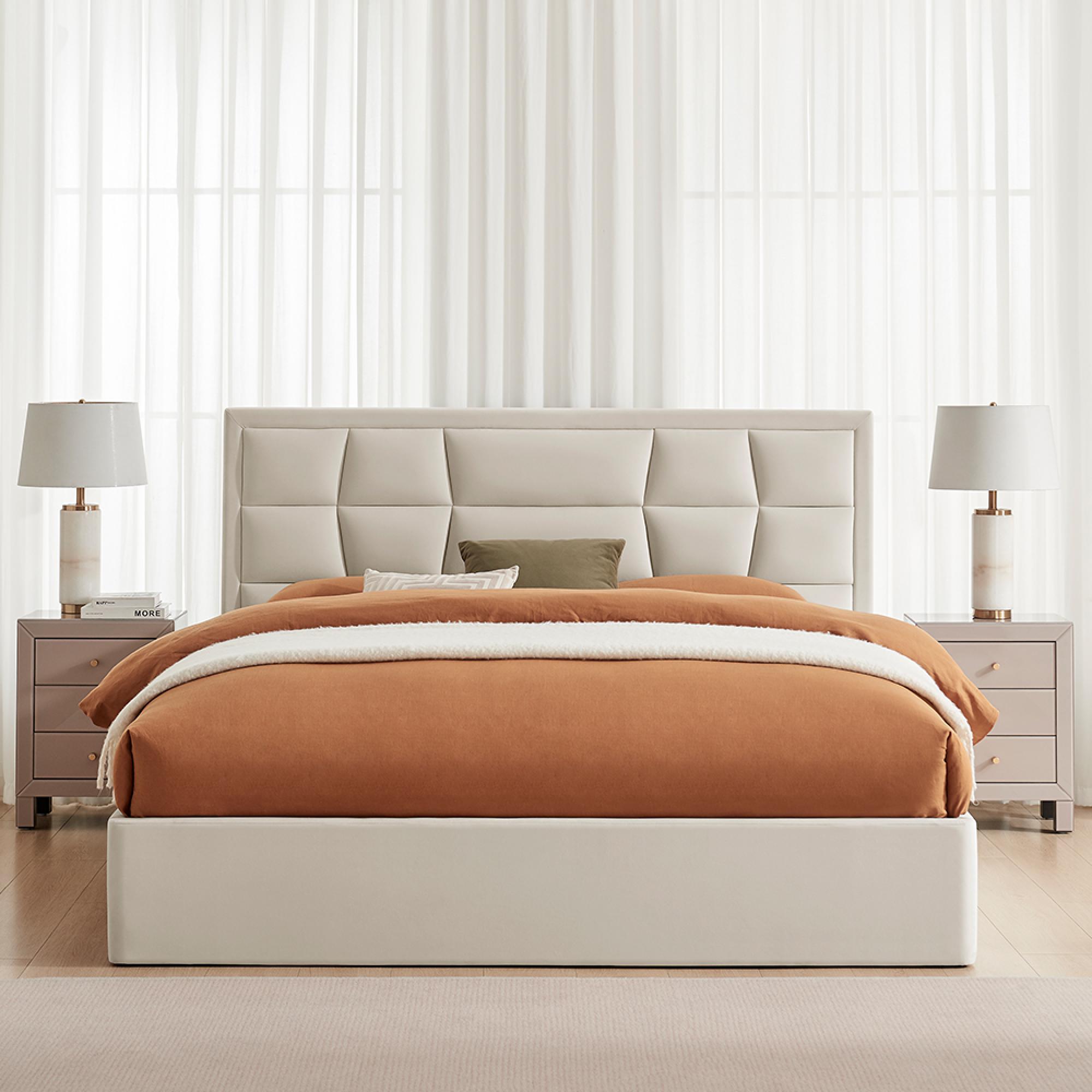 Clarke Ottoman Storage Bed - Natural Fabric - Sizes Available