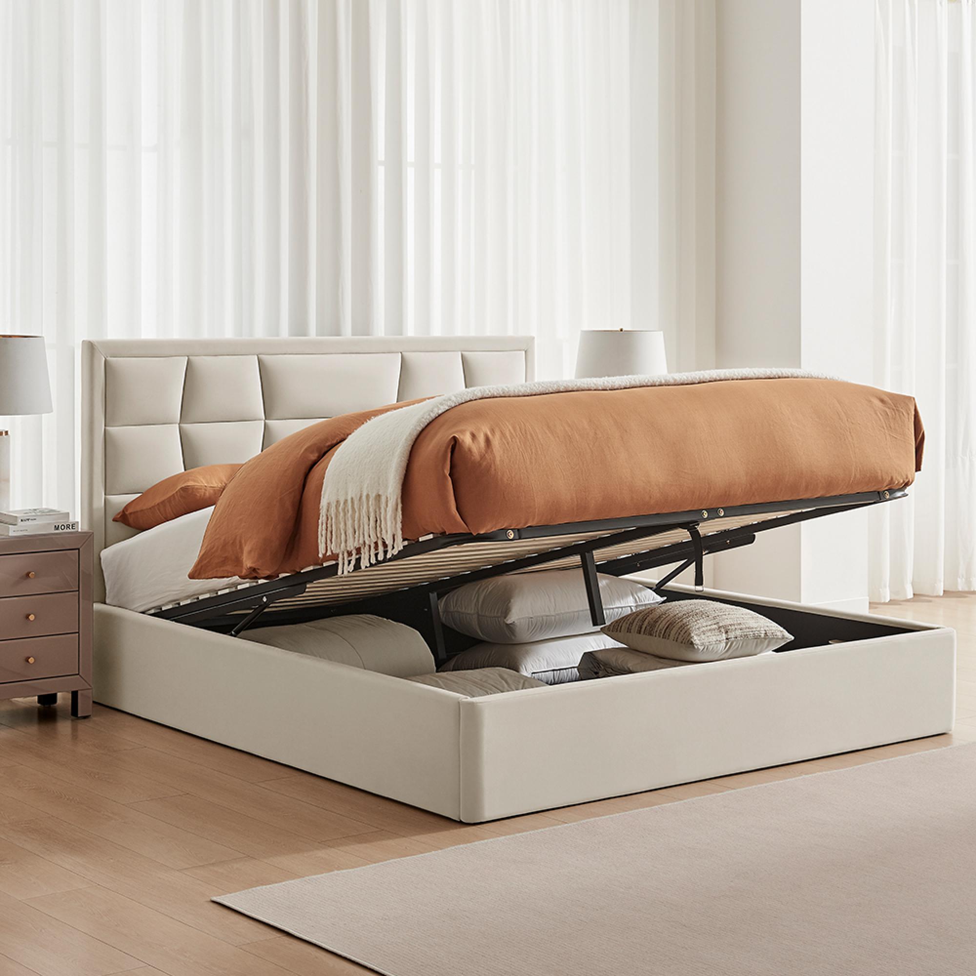 Clarke Ottoman Storage Bed - Natural Fabric - Sizes Available
