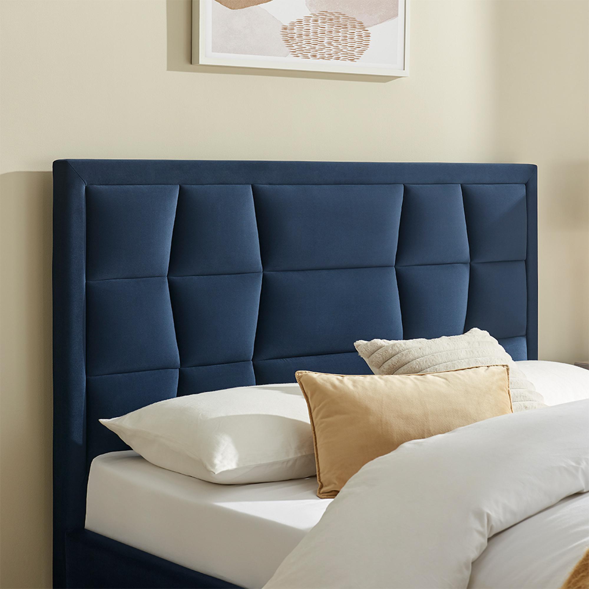 Clarke Ottoman Storage Bed - Navy Fabric - Sizes Available