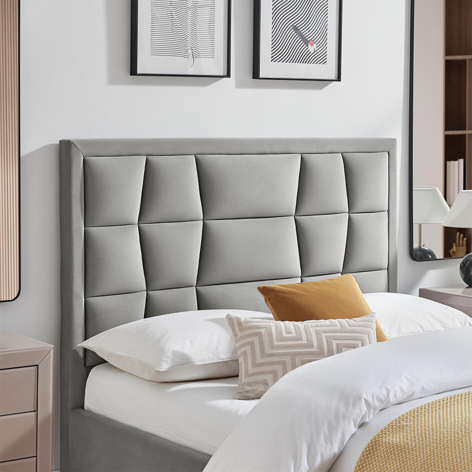 Clarke Ottoman Storage Bed - Silver Fabric - Sizes Available