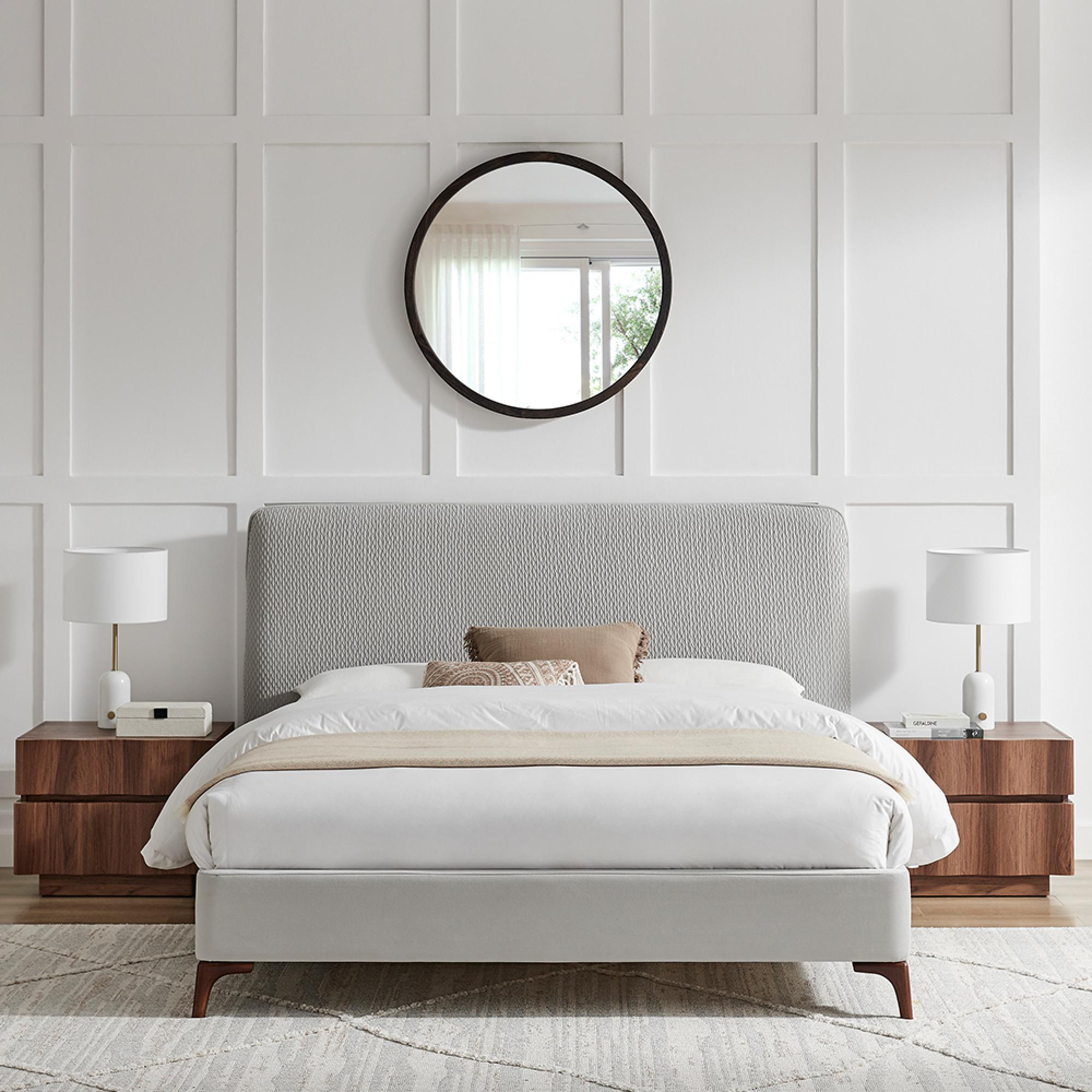 Davies Bed - Grey Fabric - Sizes Available
