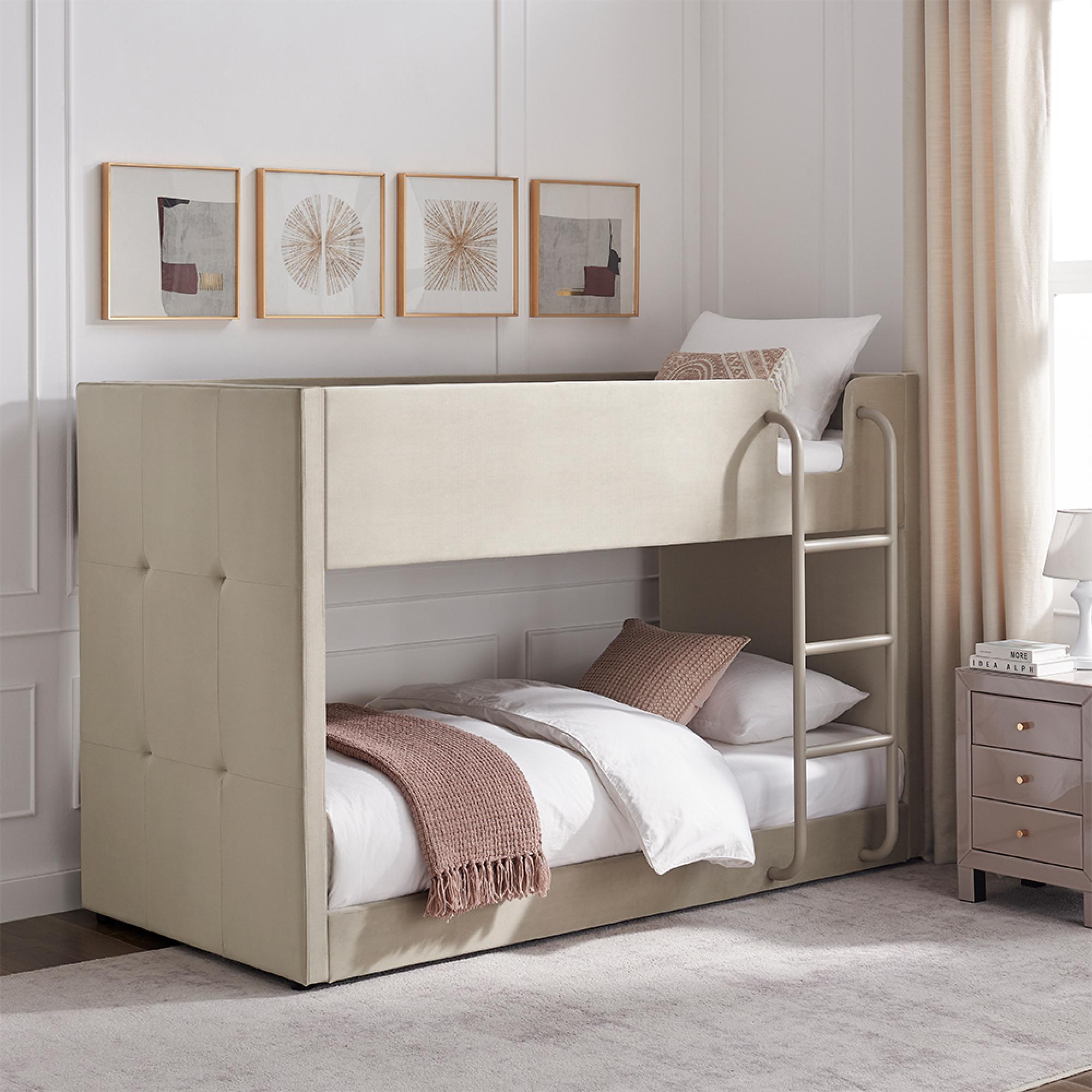 Ewin Bunk Bed - Taupe Fabric