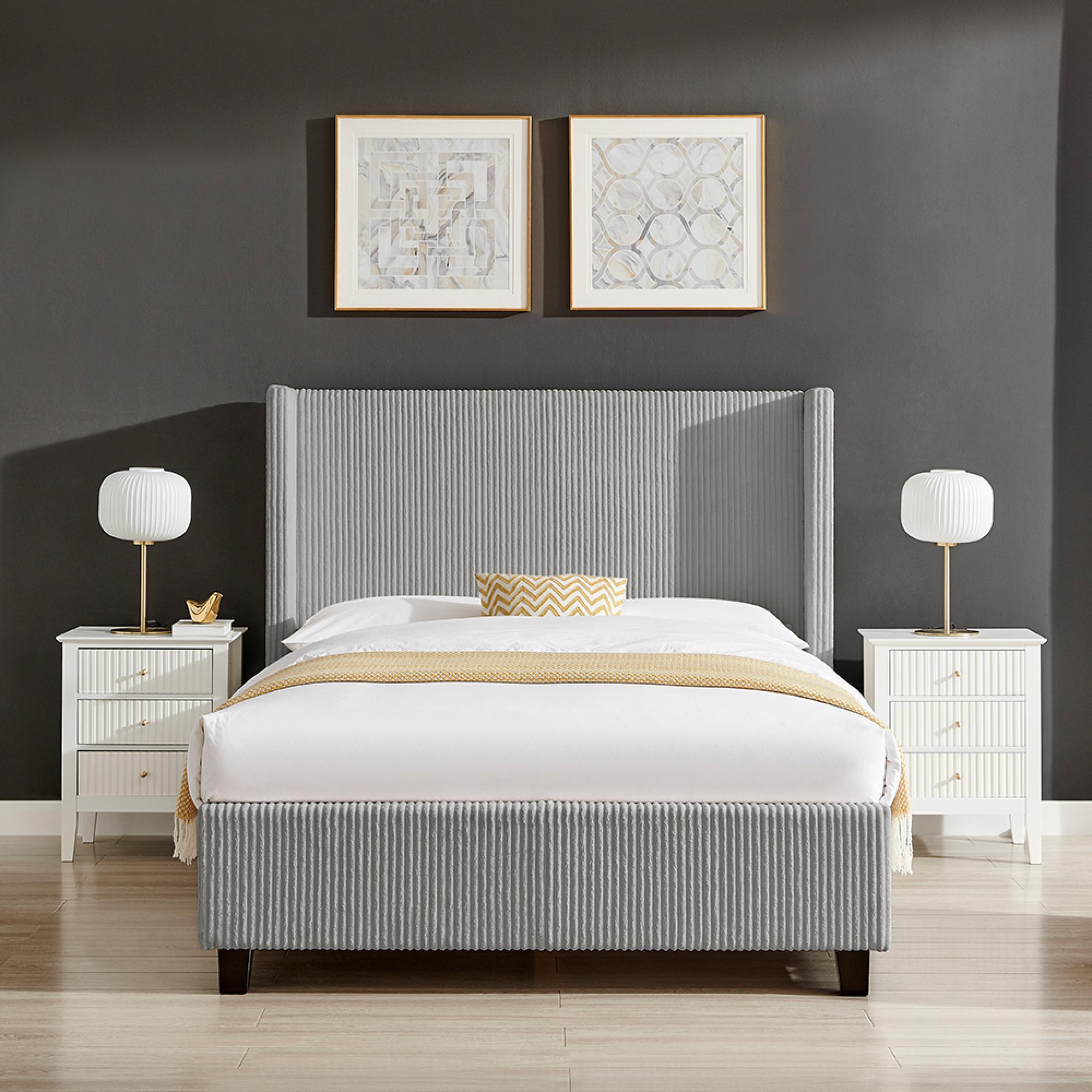 Gibson Bed - Grey Fabric - Sizes Available