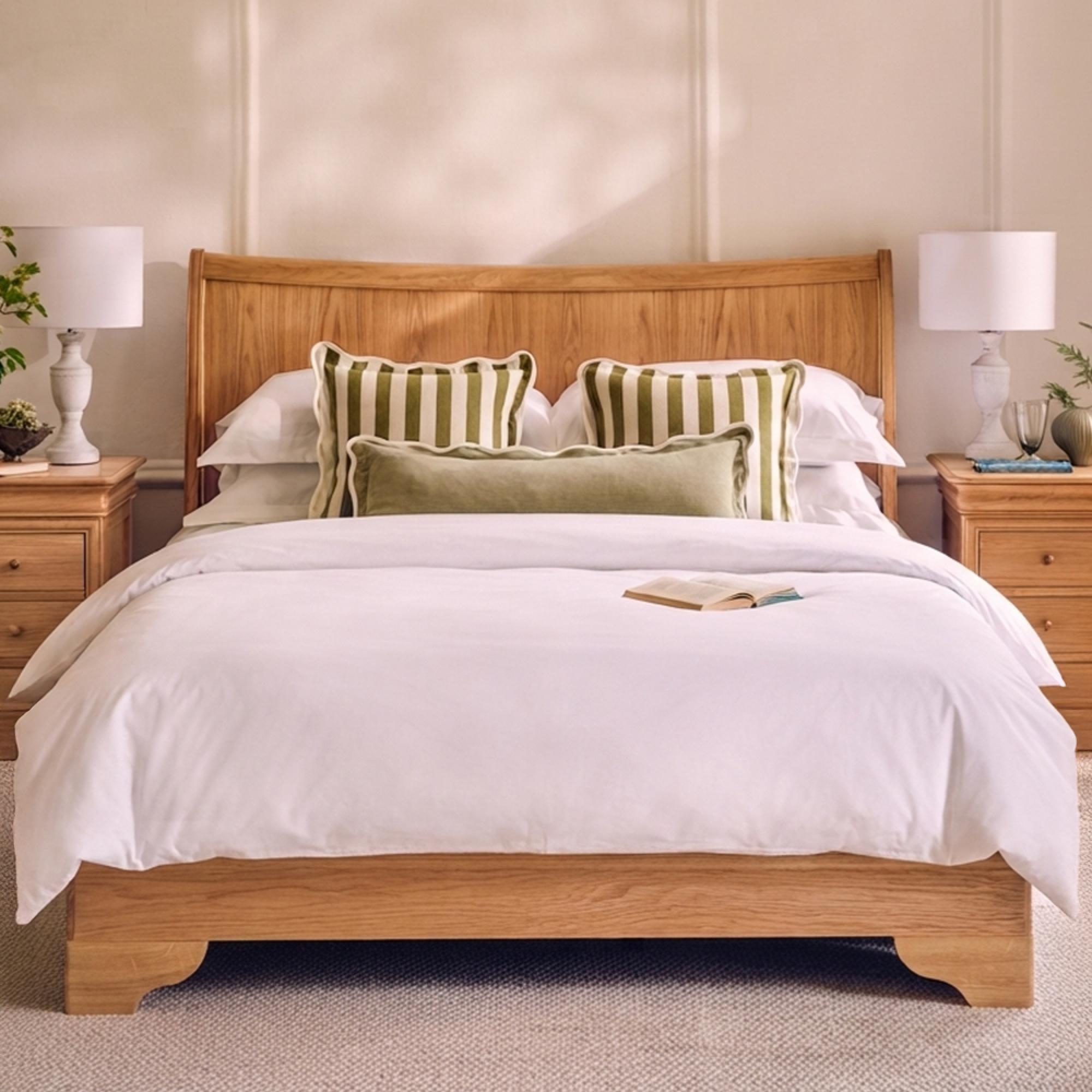 Bordeaux Sleigh Bed - Natural - Oak - Sizes Available
