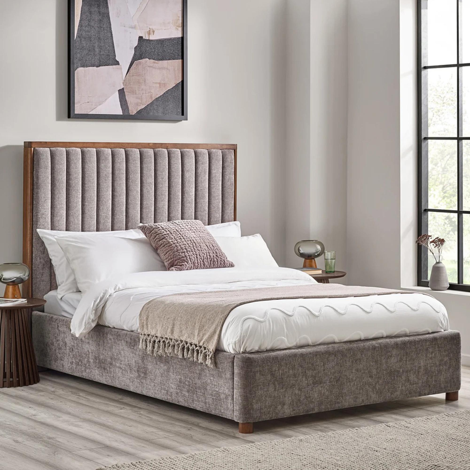 Whitmore Bed - Grey - Fabric - Sizes Available