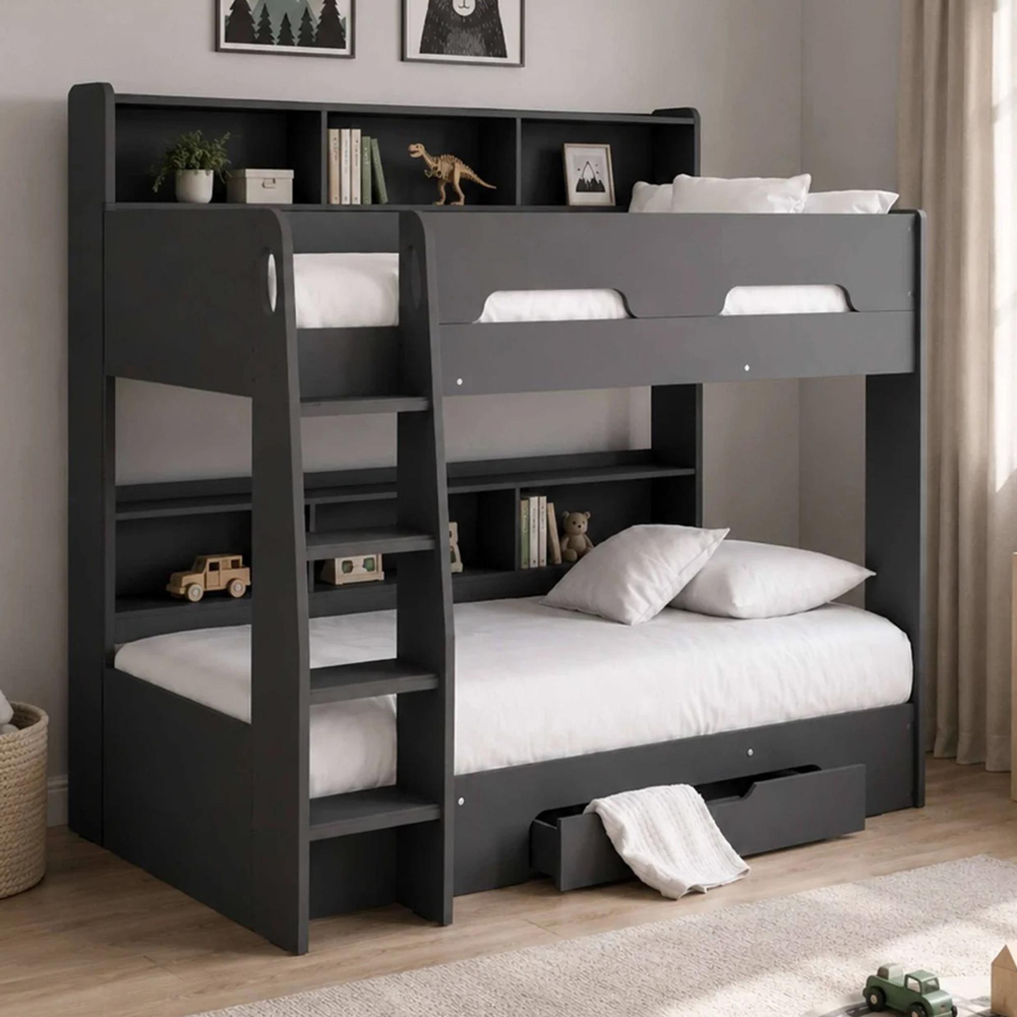 Orion Bunk Bed - 1 Drawer - Anthracite - Wood