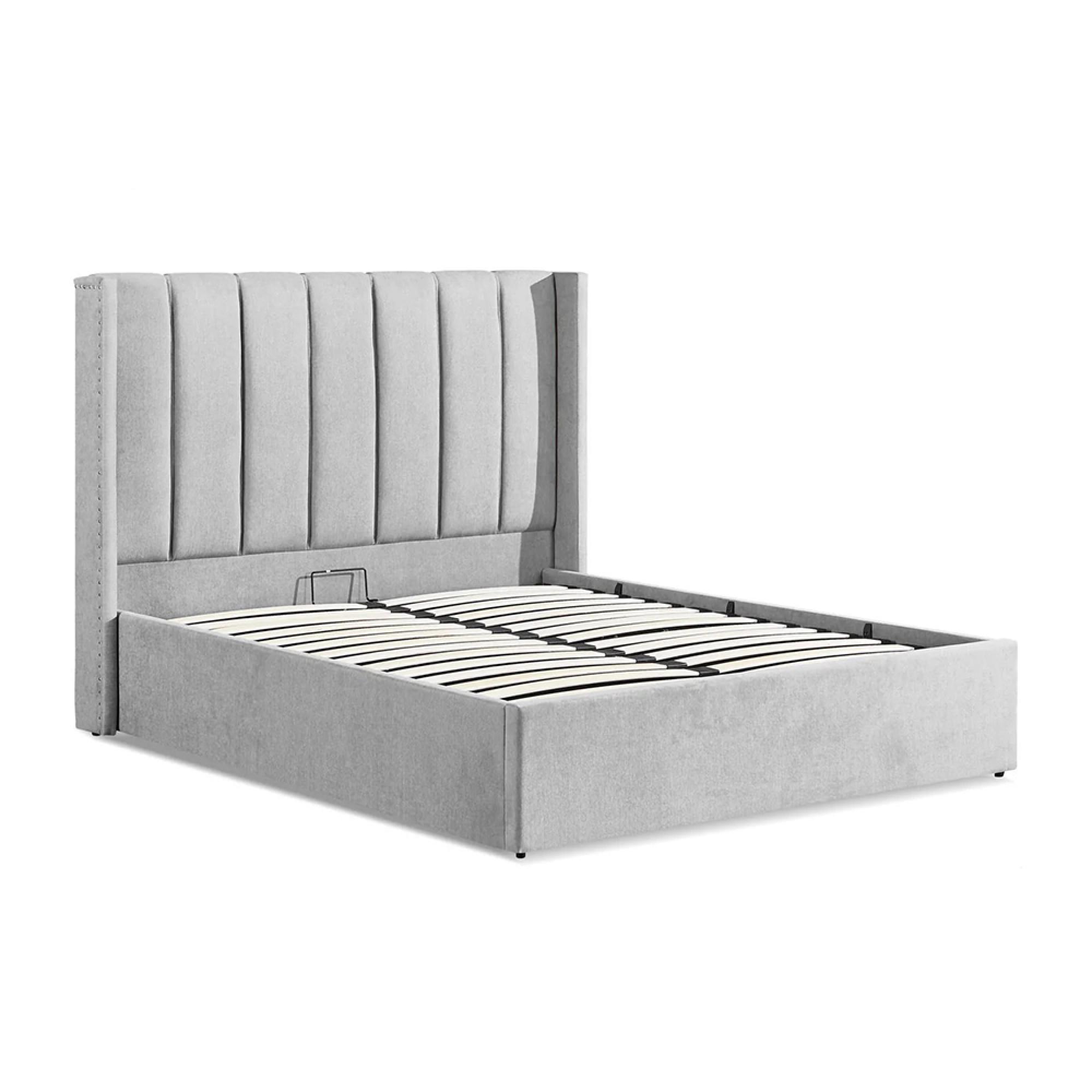 Amber Ottoman Storage Bed - Grey Fabric - 4ft 6in Double