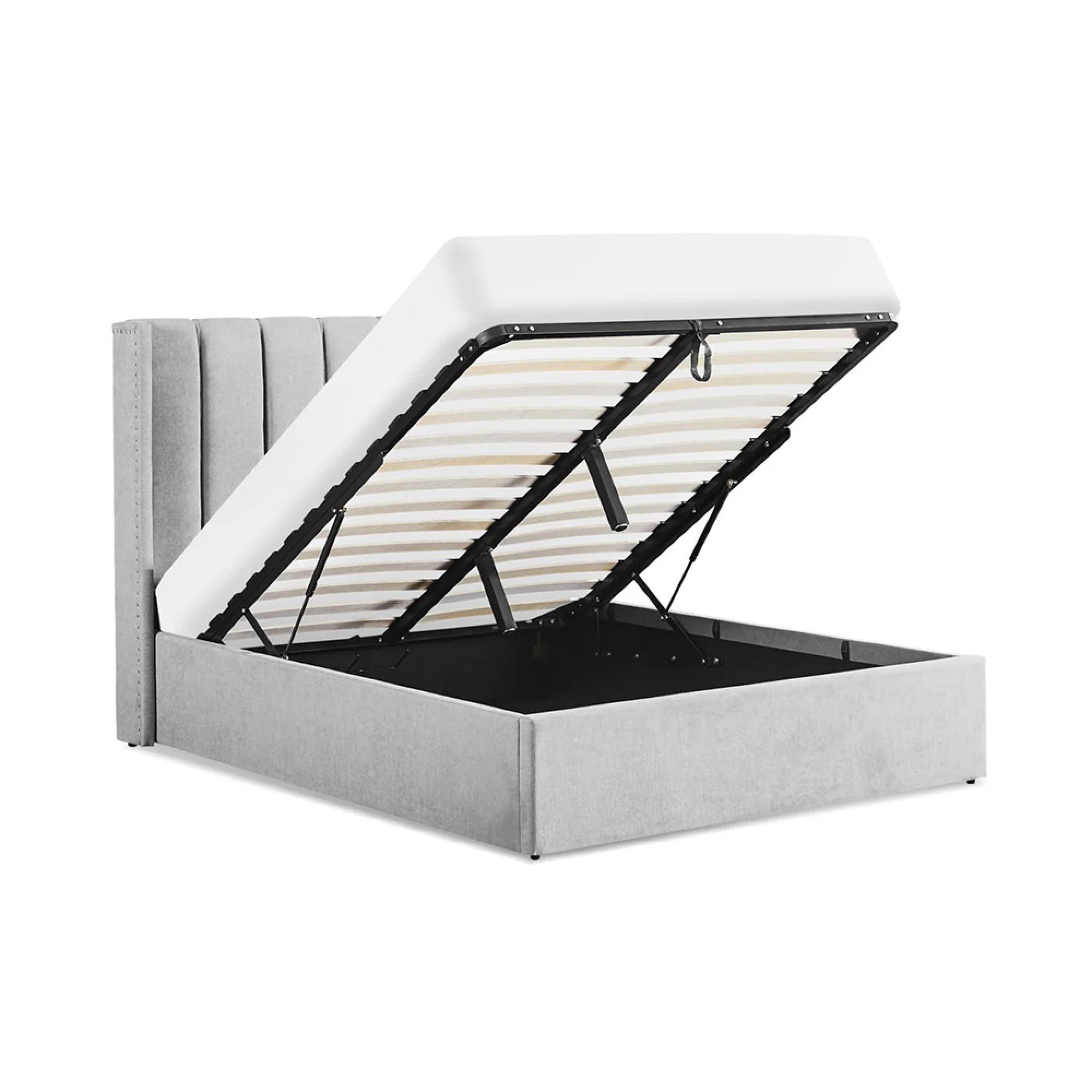 Amber Ottoman Storage Bed - Grey Fabric - 4ft 6in Double