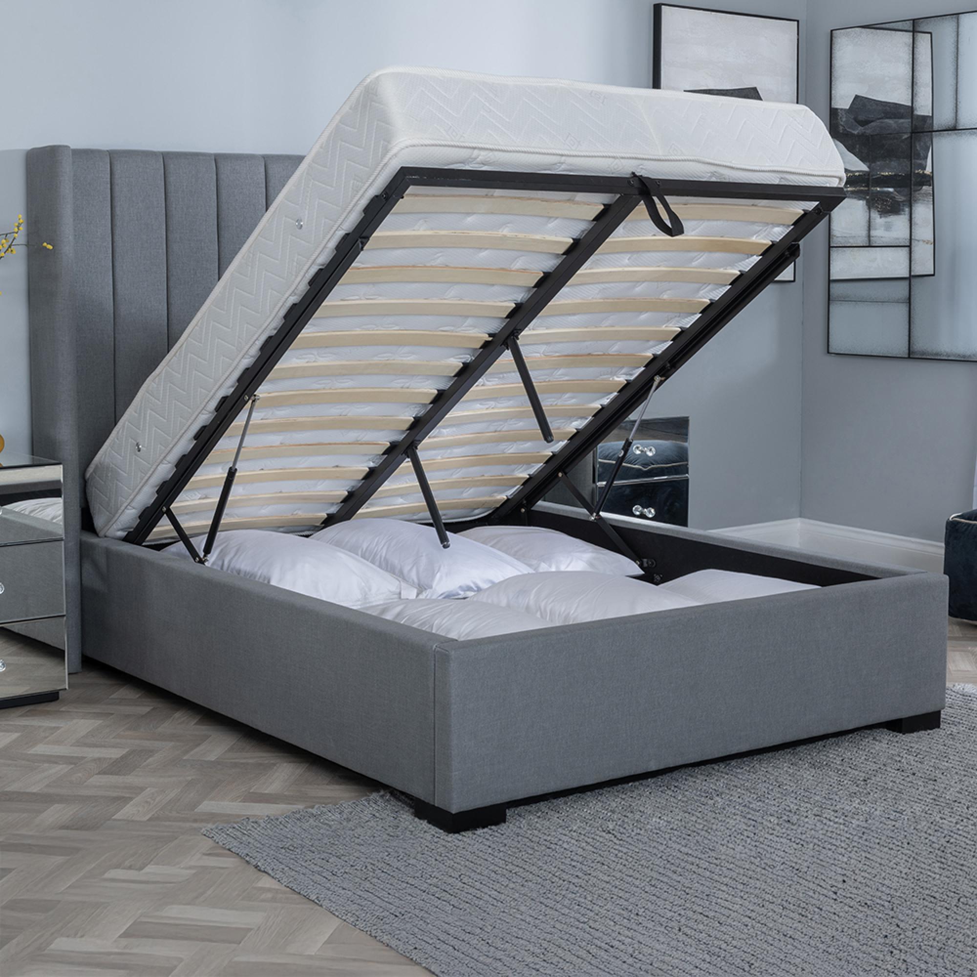 Annabelle Ottoman Storage Bed - Dark Grey Fabric - 5ft King Size