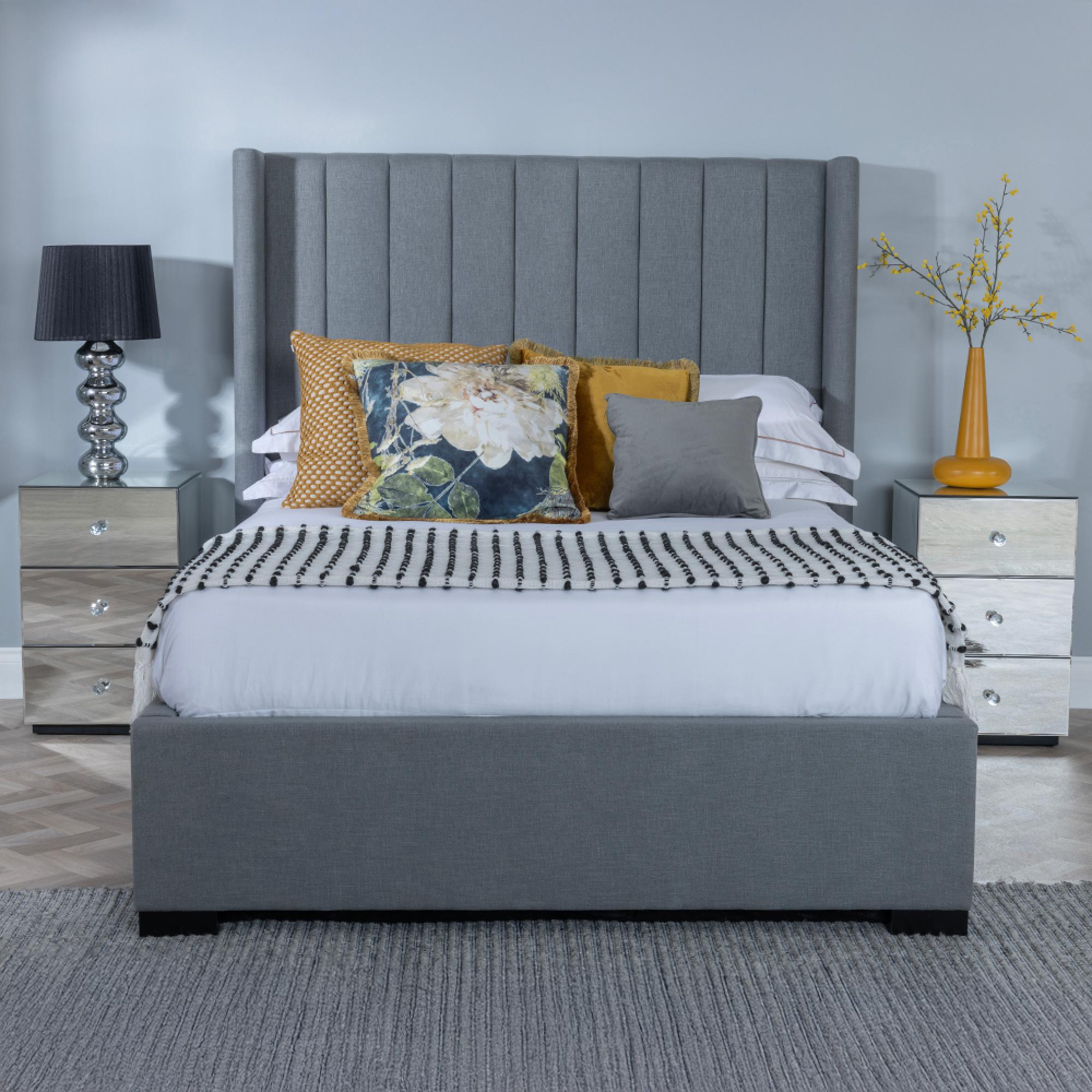 Annabelle Ottoman Storage Bed - Dark Grey Fabric - 5ft King Size