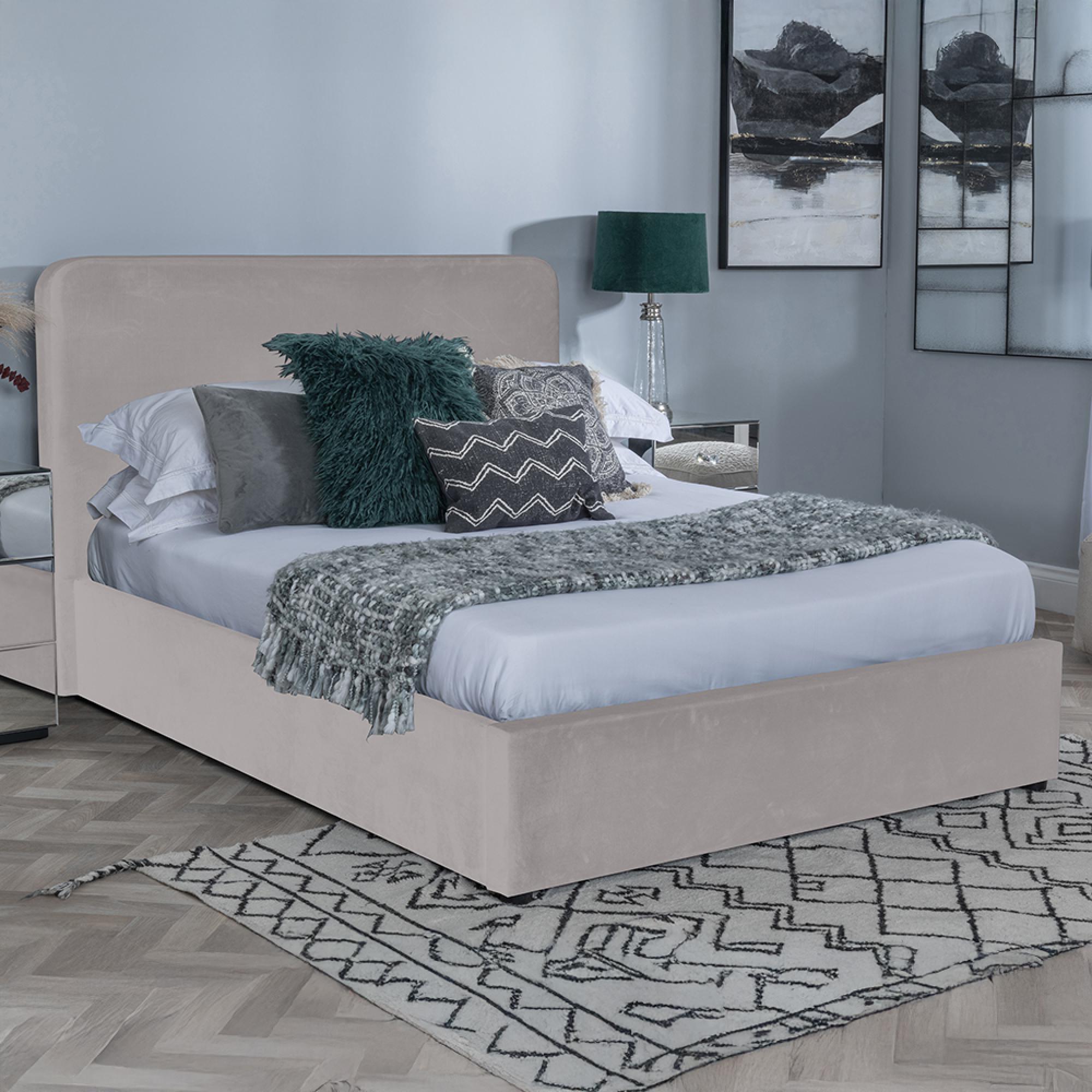 Ashby Beige Fabric Bed - 5ft King Size