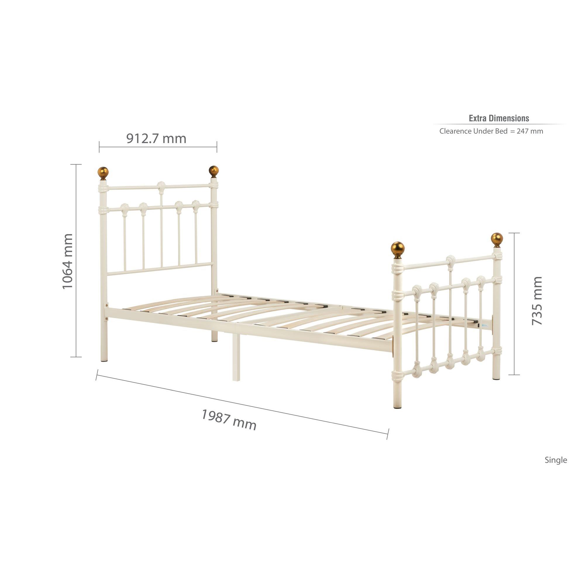 Atlas Bed Frame - Cream Metal - Sizes Available