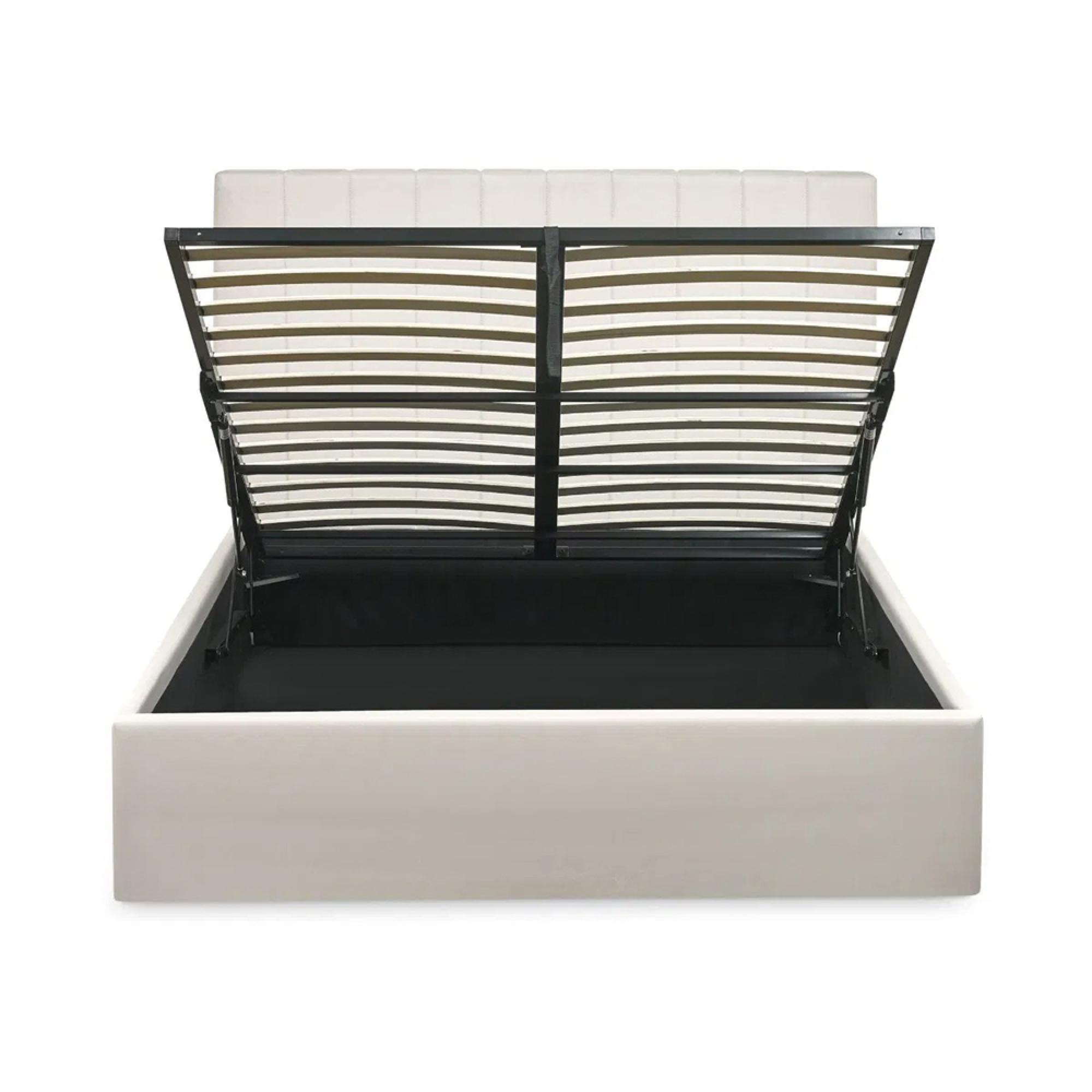 Aylen Ottoman Storage Bed - Oatmeal Linen Fabric - Sizes Available