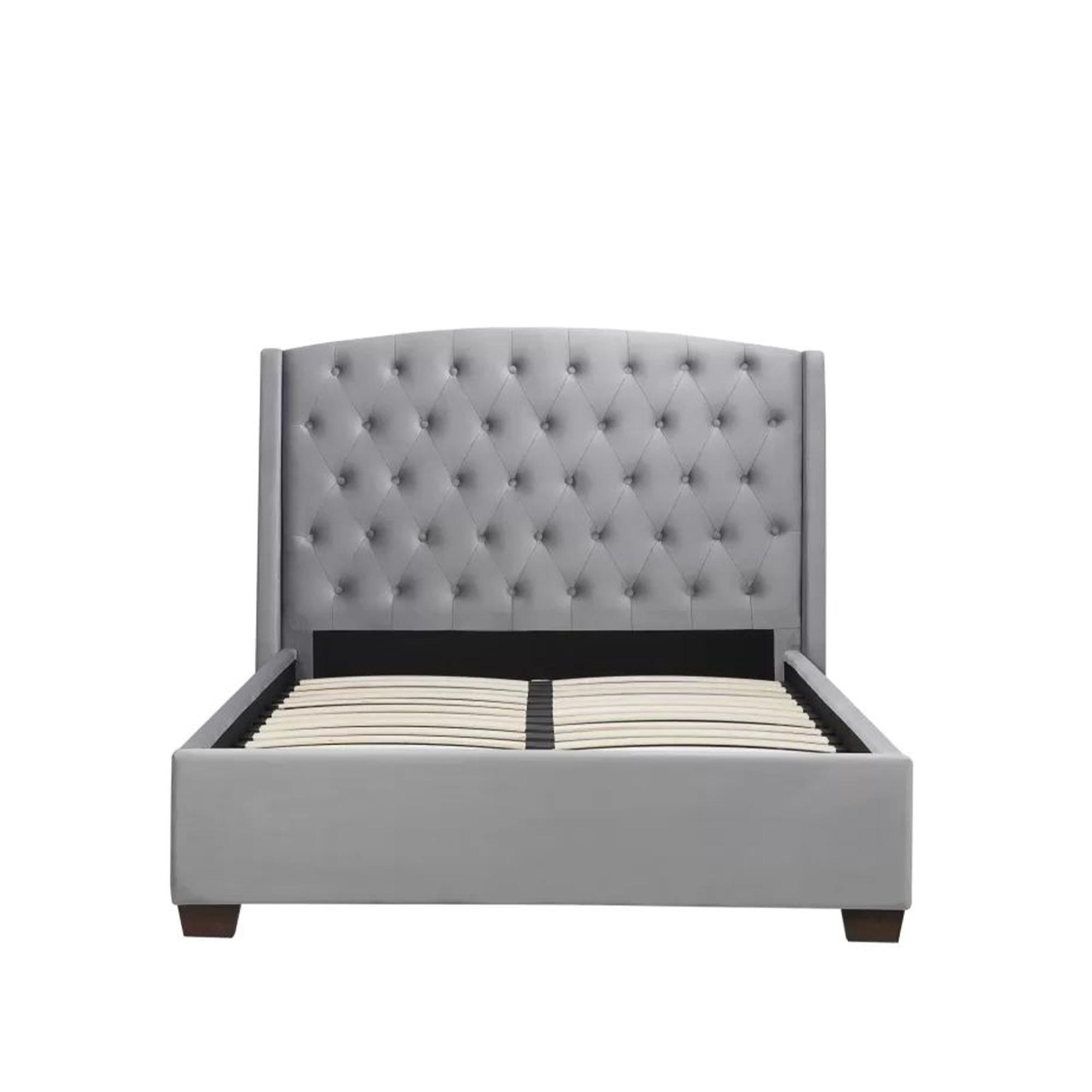 Balmoral Bed - Grey Velvet Fabric - Sizes Available