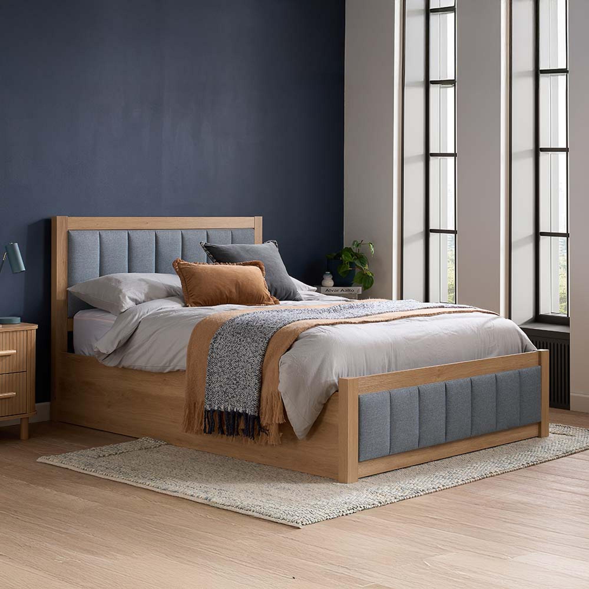 Belmont Ottoman Storage Bed - Grey and Oak - Sizes Available