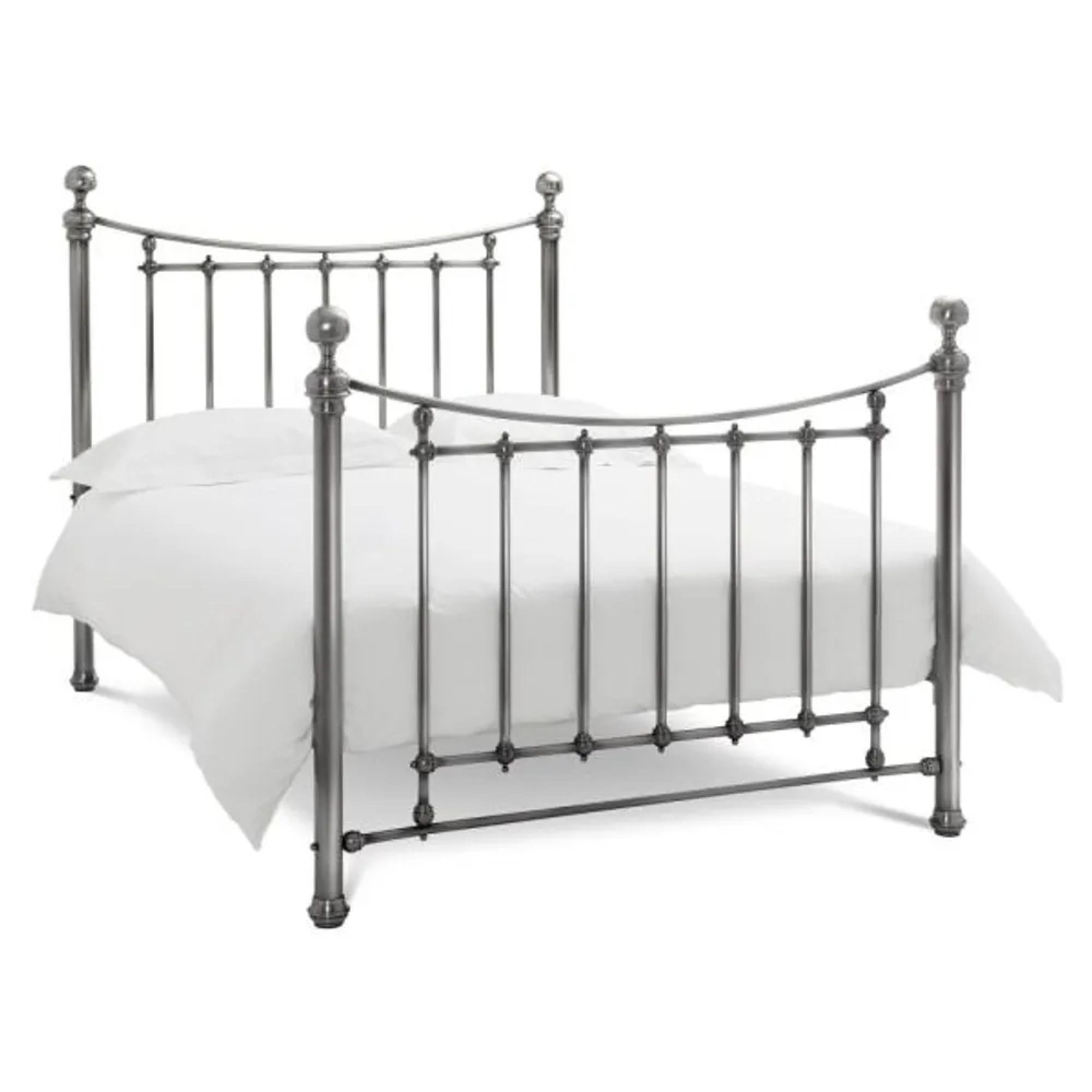 Isabelle Antique Nickel Metal Bedstead - 4ft 6in Double