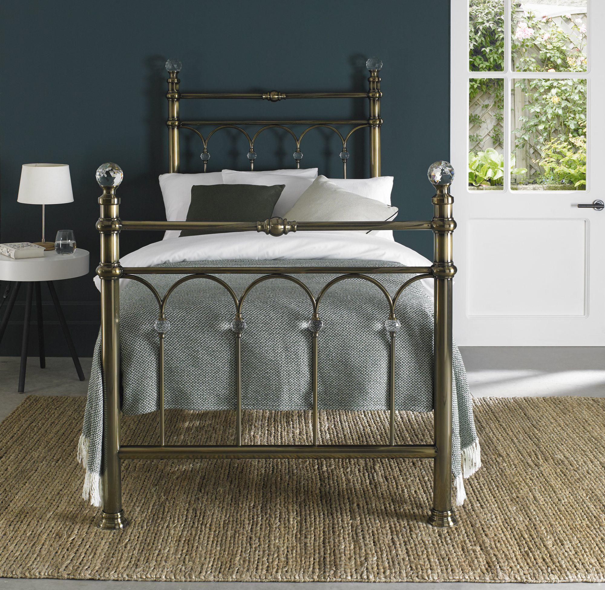 Krystal Antique Brass Metal Bedstead - 3ft Single