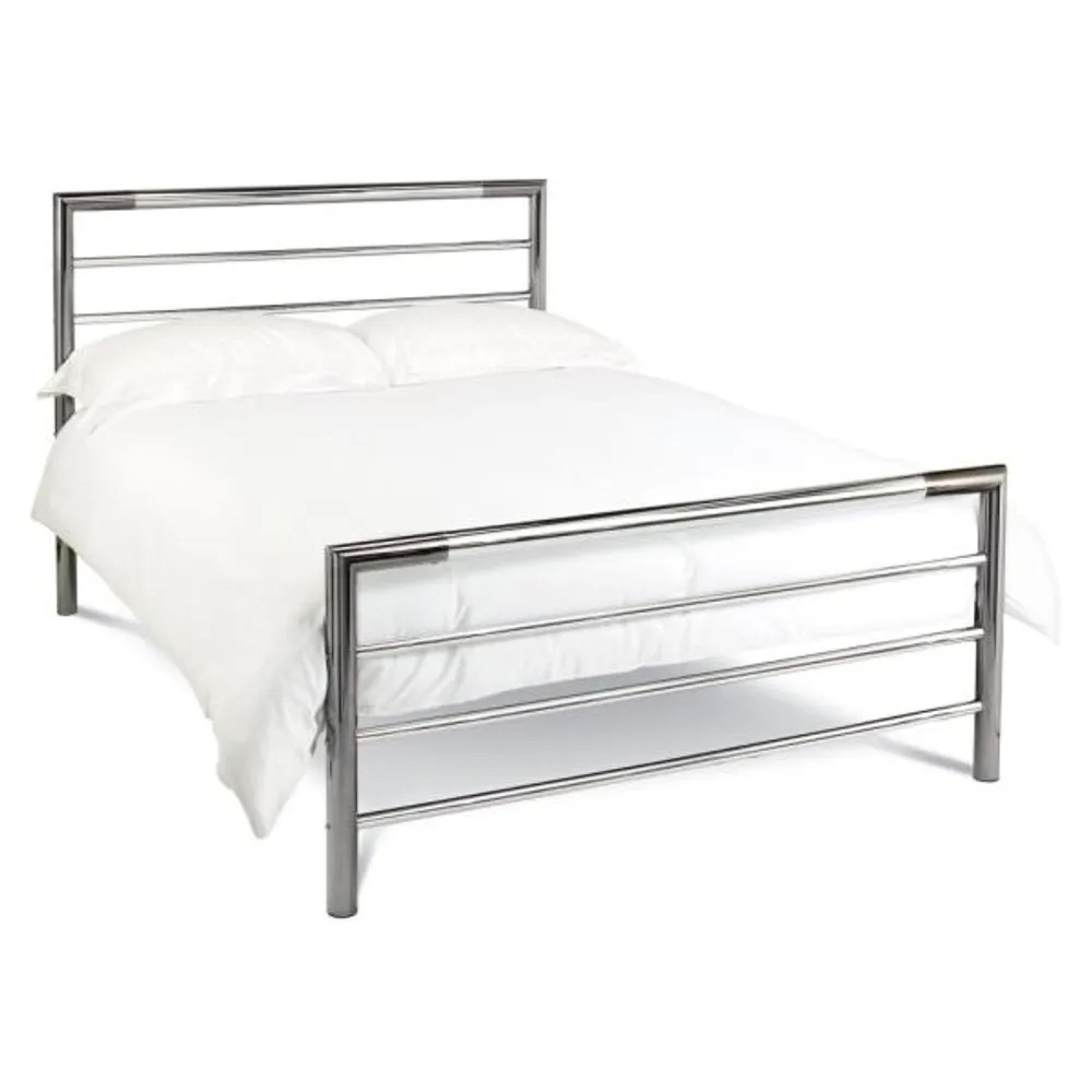 Urban Shiny Nickel & Black Nickel Metal Bedstead - 3ft Single