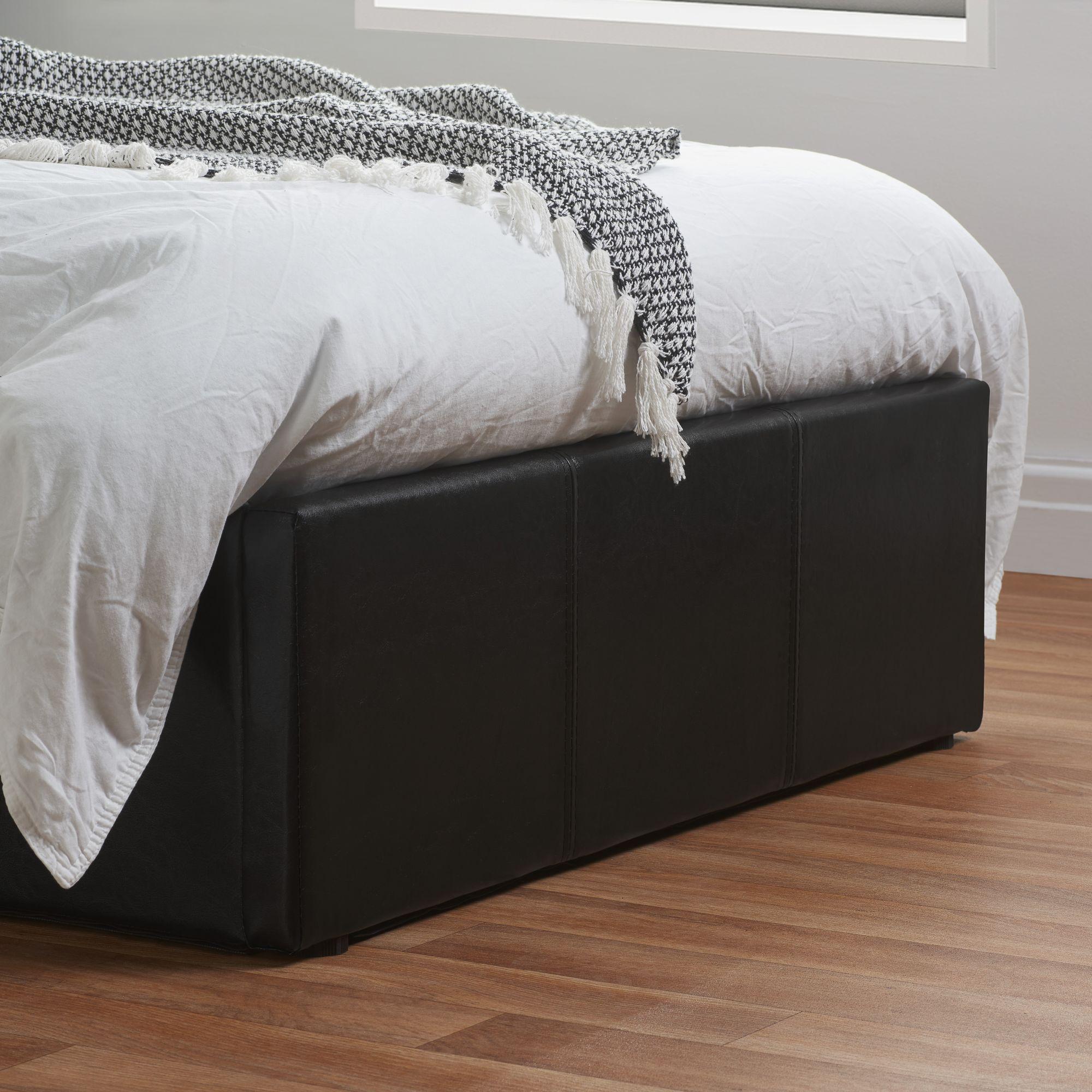 Berlin Ottoman Storage Bed - Black Leather - Sizes Available