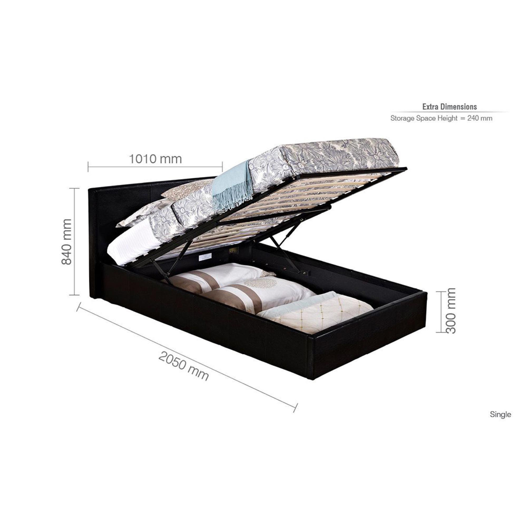 Berlin Ottoman Storage Bed - Black Leather - Sizes Available