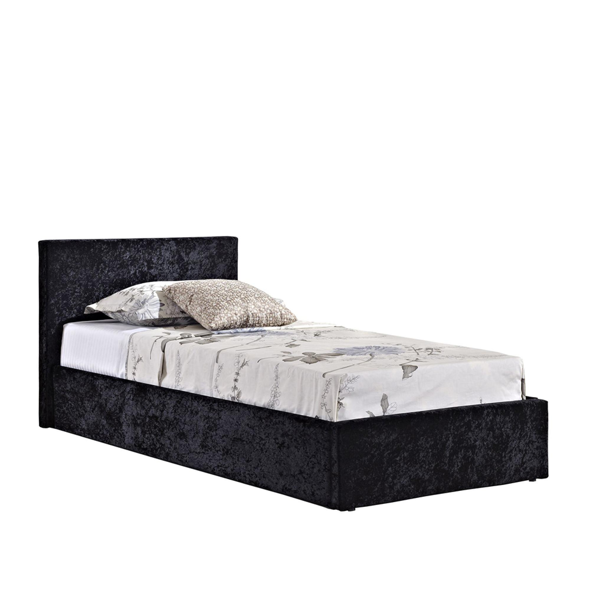 Berlin Ottoman Storage Bed - Black Velvet Fabric - Sizes Available