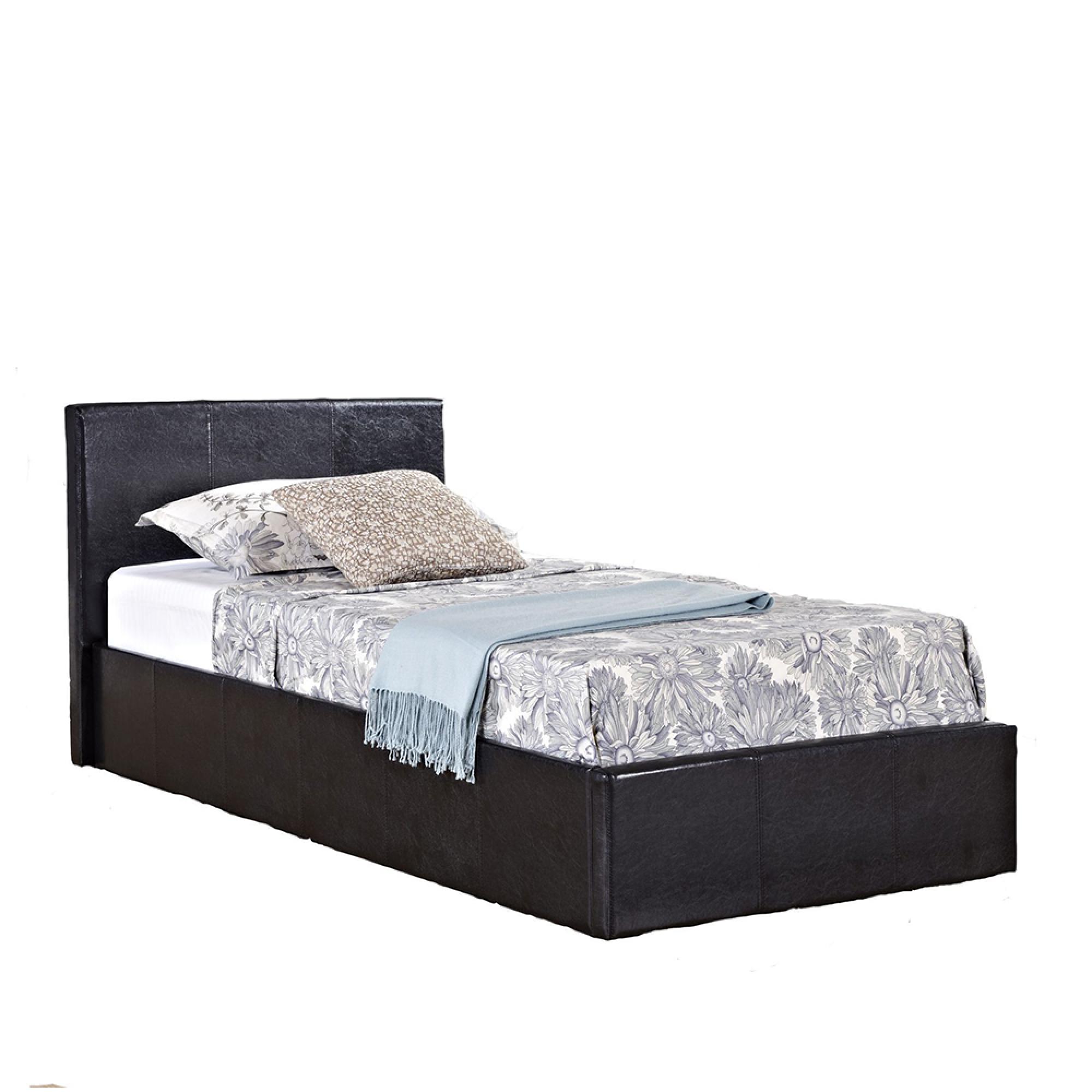 Berlin Ottoman Storage Bed - Brown Leather - Sizes Available