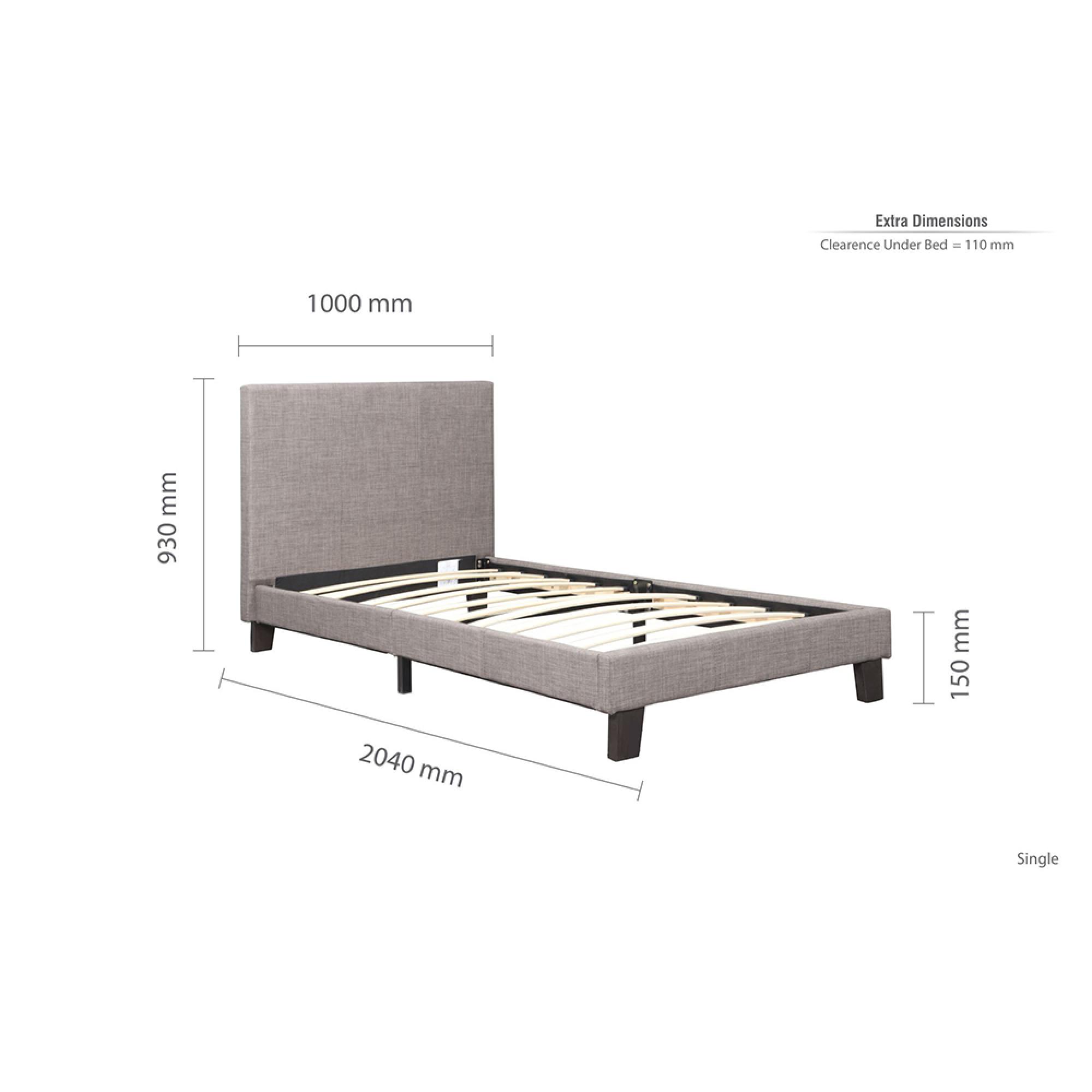 Berlin Bed - Grey Fabric - Sizes Available