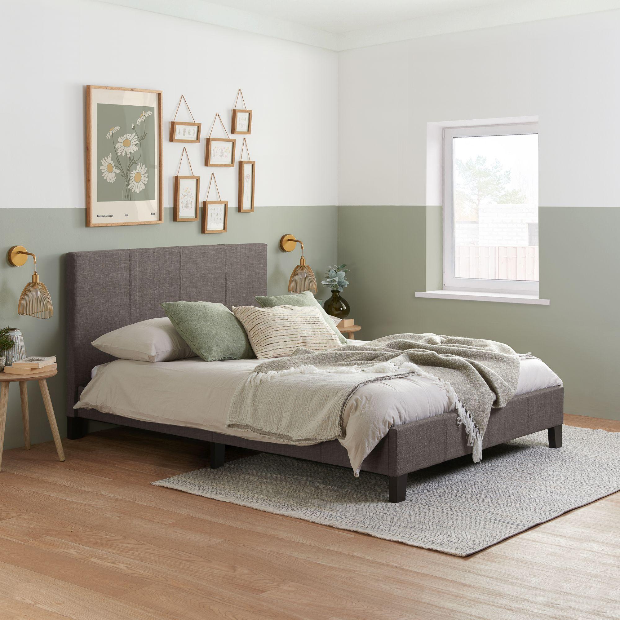 Berlin Bed - Grey Fabric - Sizes Available