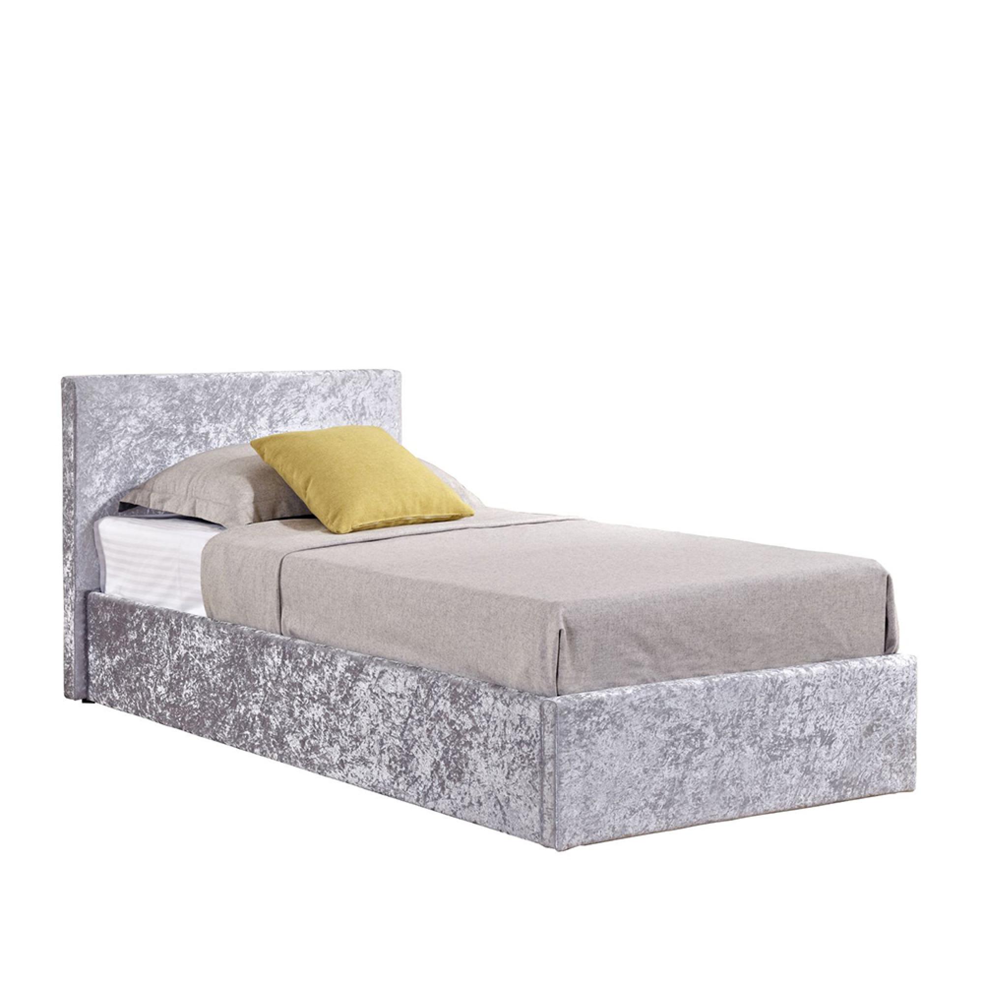 Berlin Ottoman Storage Bed - Steel Crushed Velvet Fabric - Sizes Available