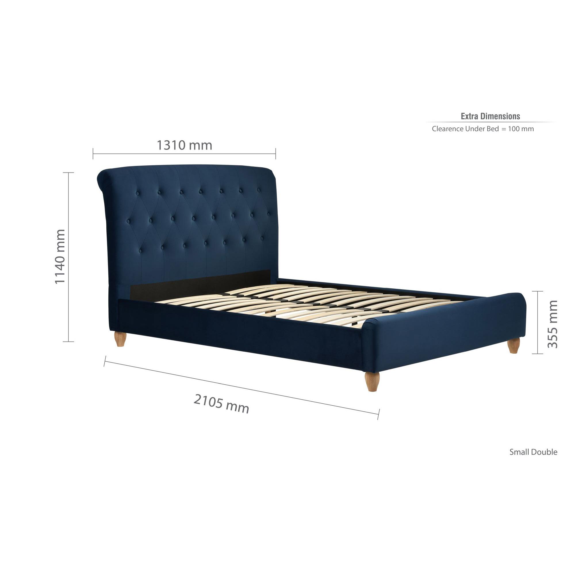 Brompton Bed - Midnight Blue Fabric - Sizes Available