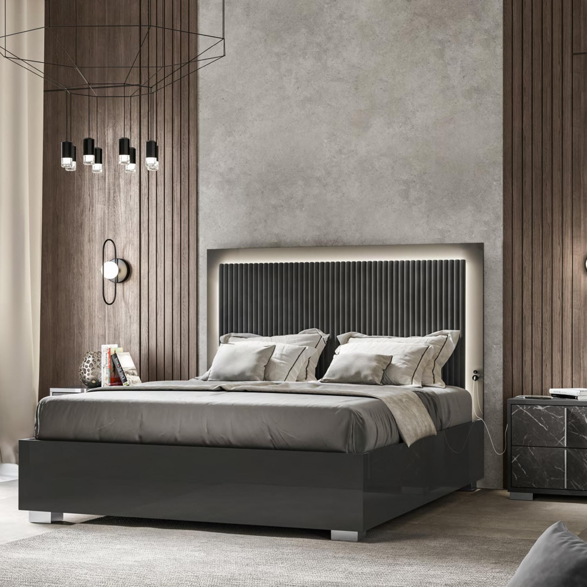 Carvelle Night Grey Fabric Headboard Bed Sizes Available