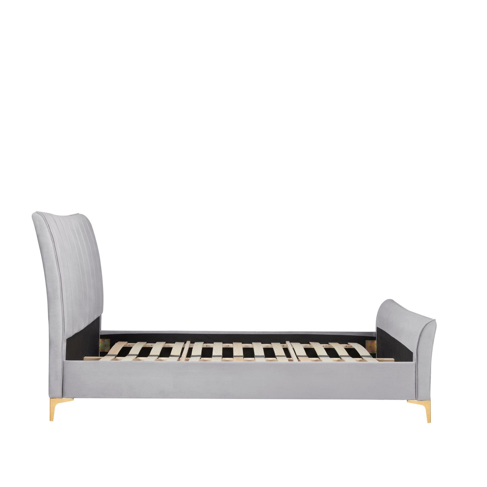 Clover Bed - Grey Velvet Fabric - Sizes Available