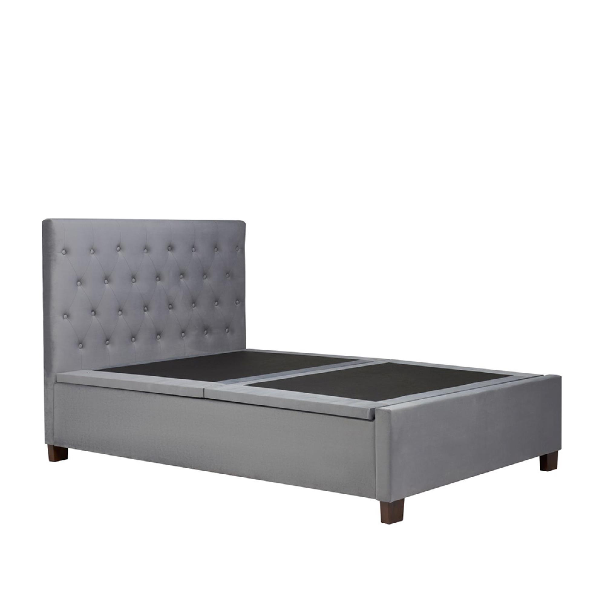 Cologne Ottoman Storage Bed - Grey Velvet Fabric - Sizes Available