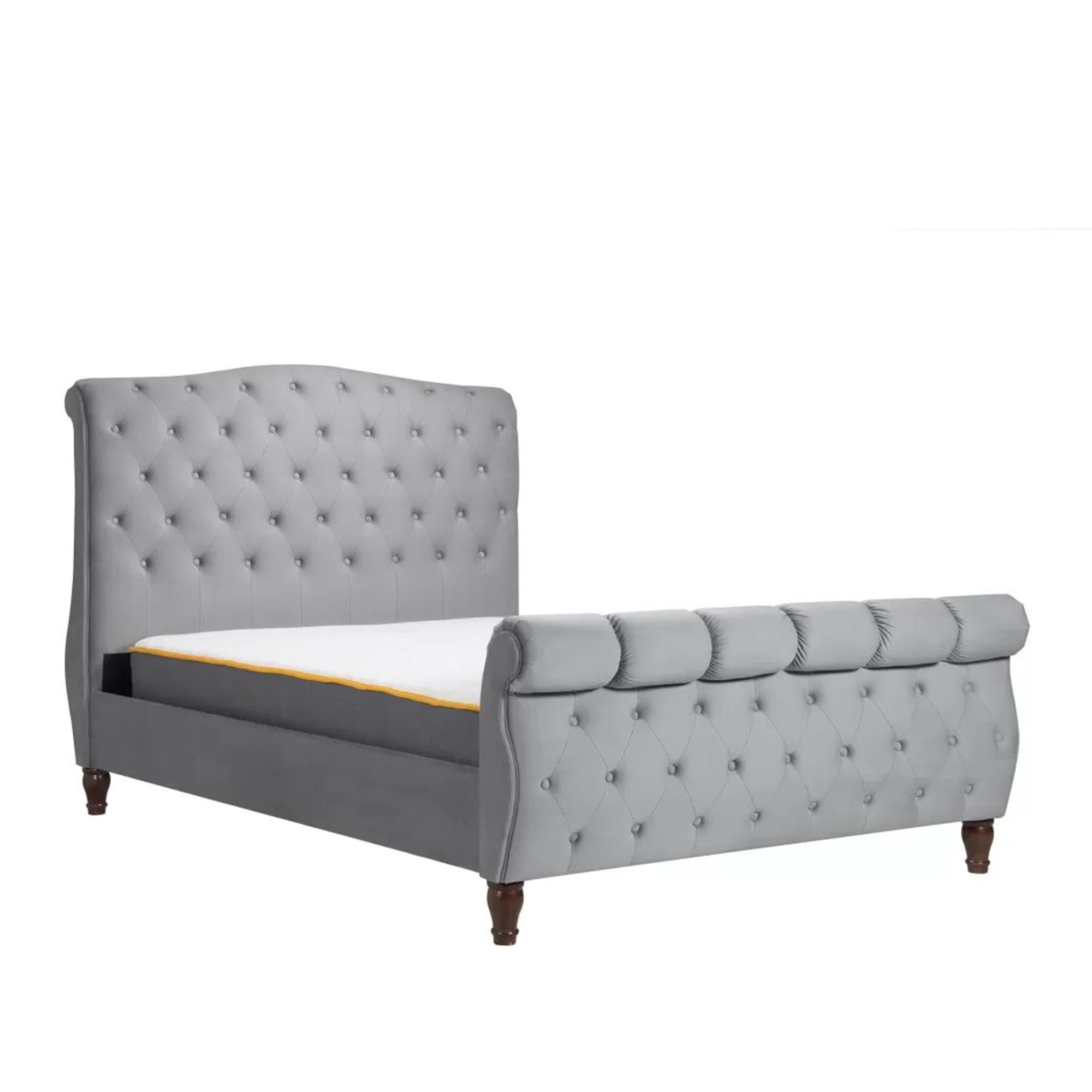 Colorado Bed - Grey Velvet Fabric - Sizes Available