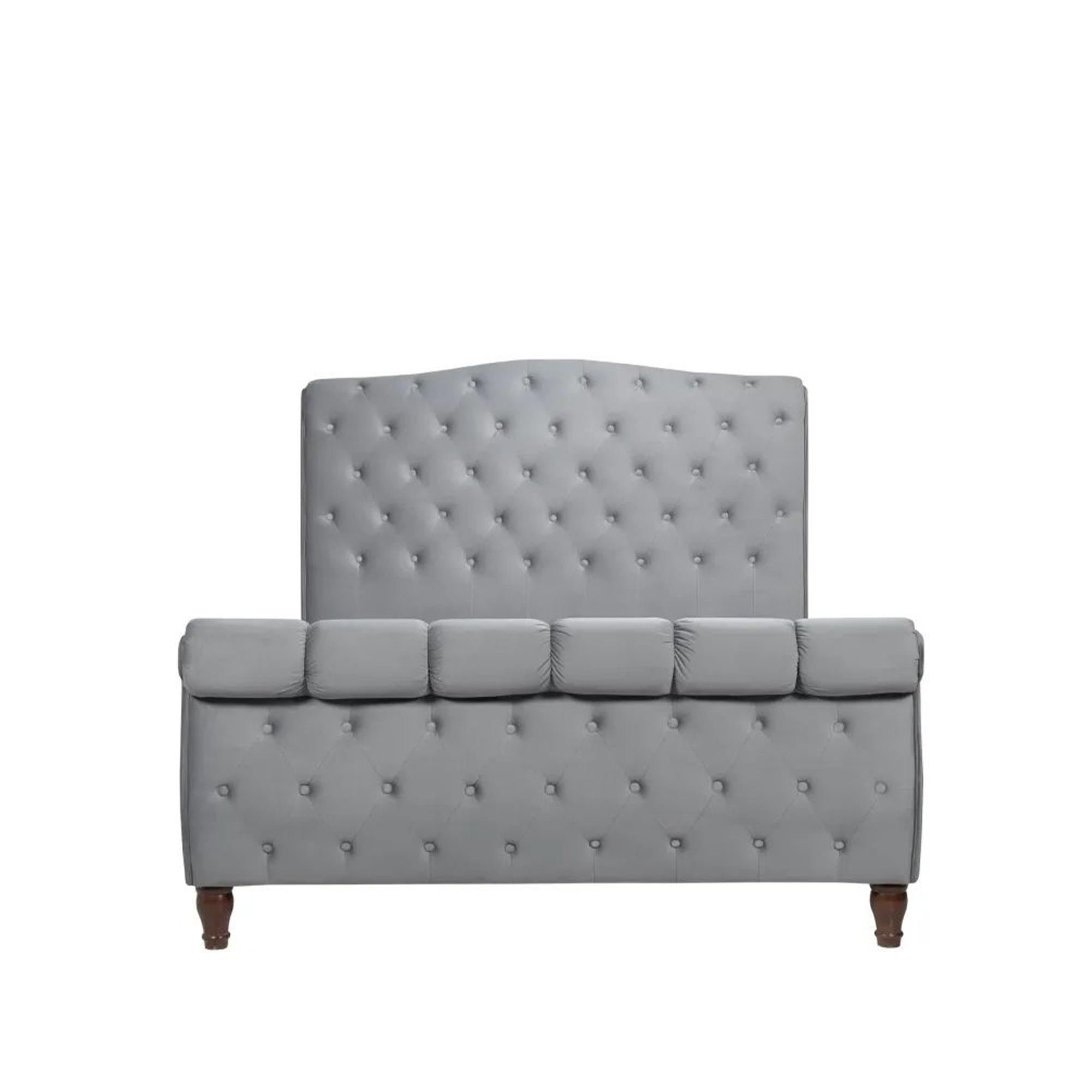 Colorado Bed - Grey Velvet Fabric - Sizes Available