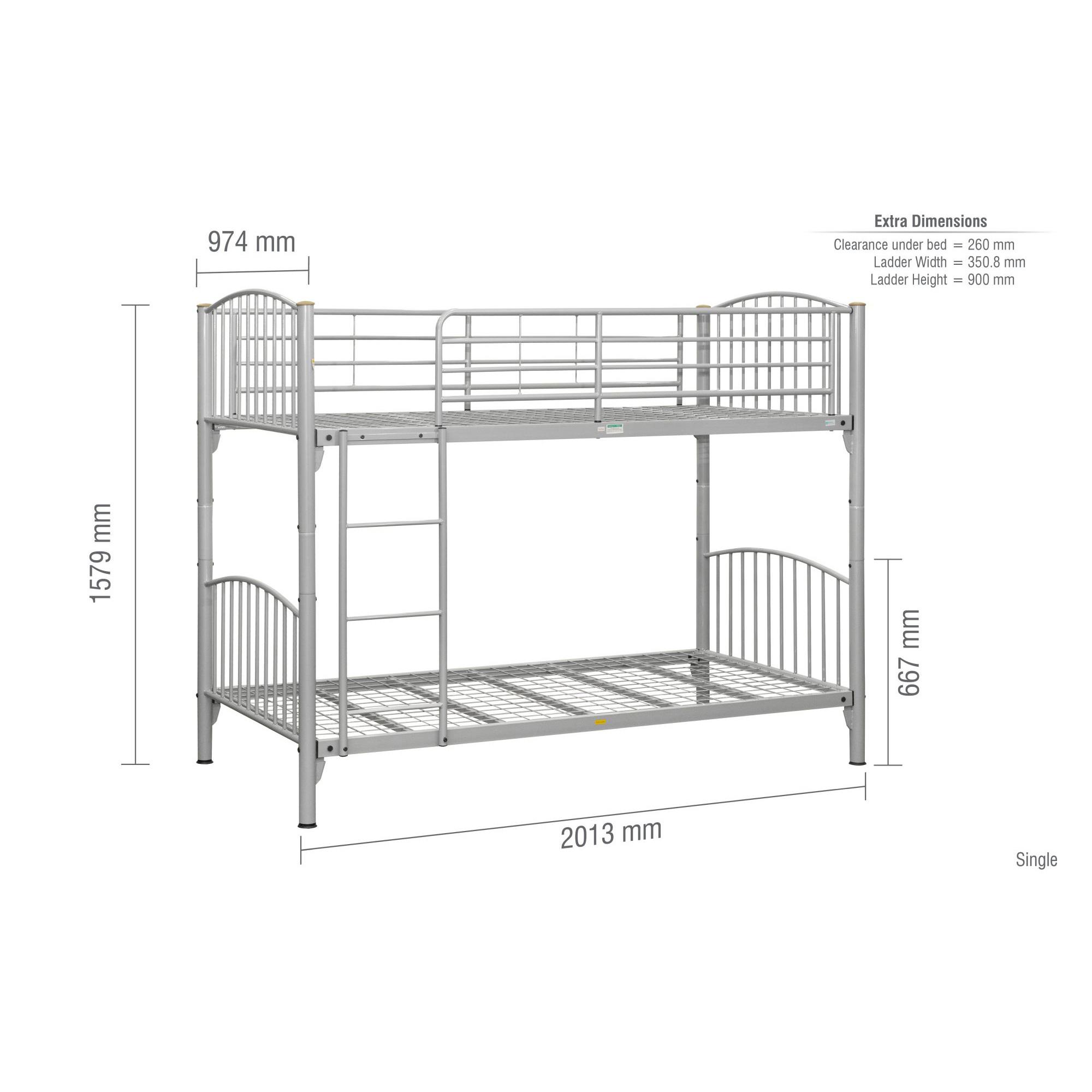 Corfu Kids Bunk Bed - Silver Metal Frame