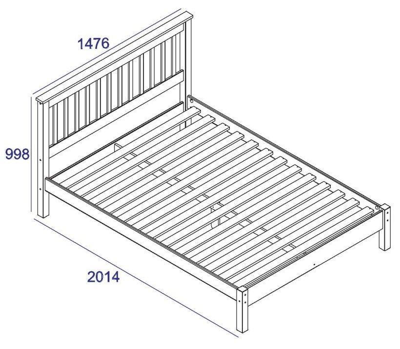 Corona Slatted Bed - Grey Mexican Pine - 4ft 6in Double