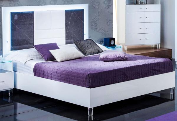 Cristal Grey Marble Italian Bed - Sizes Available