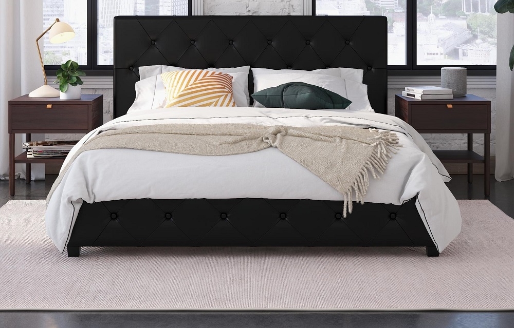 Dakota Fabric Bed - Black - Sizes Available - 4026009UK