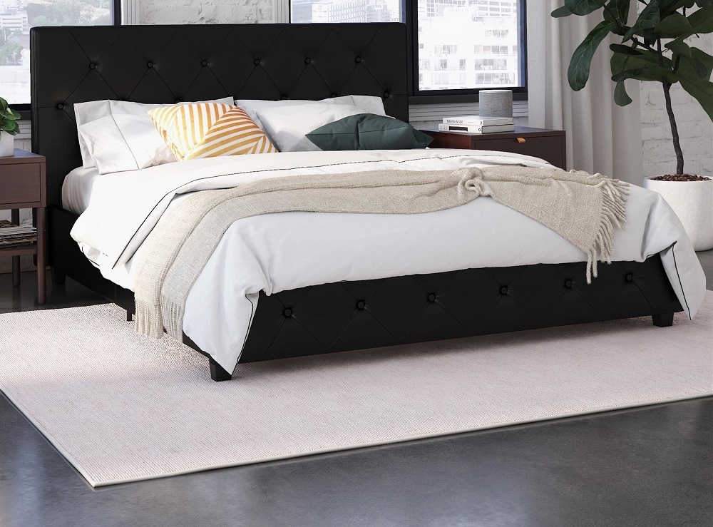 Dakota Fabric Bed - Black - Sizes Available - 4026009UK