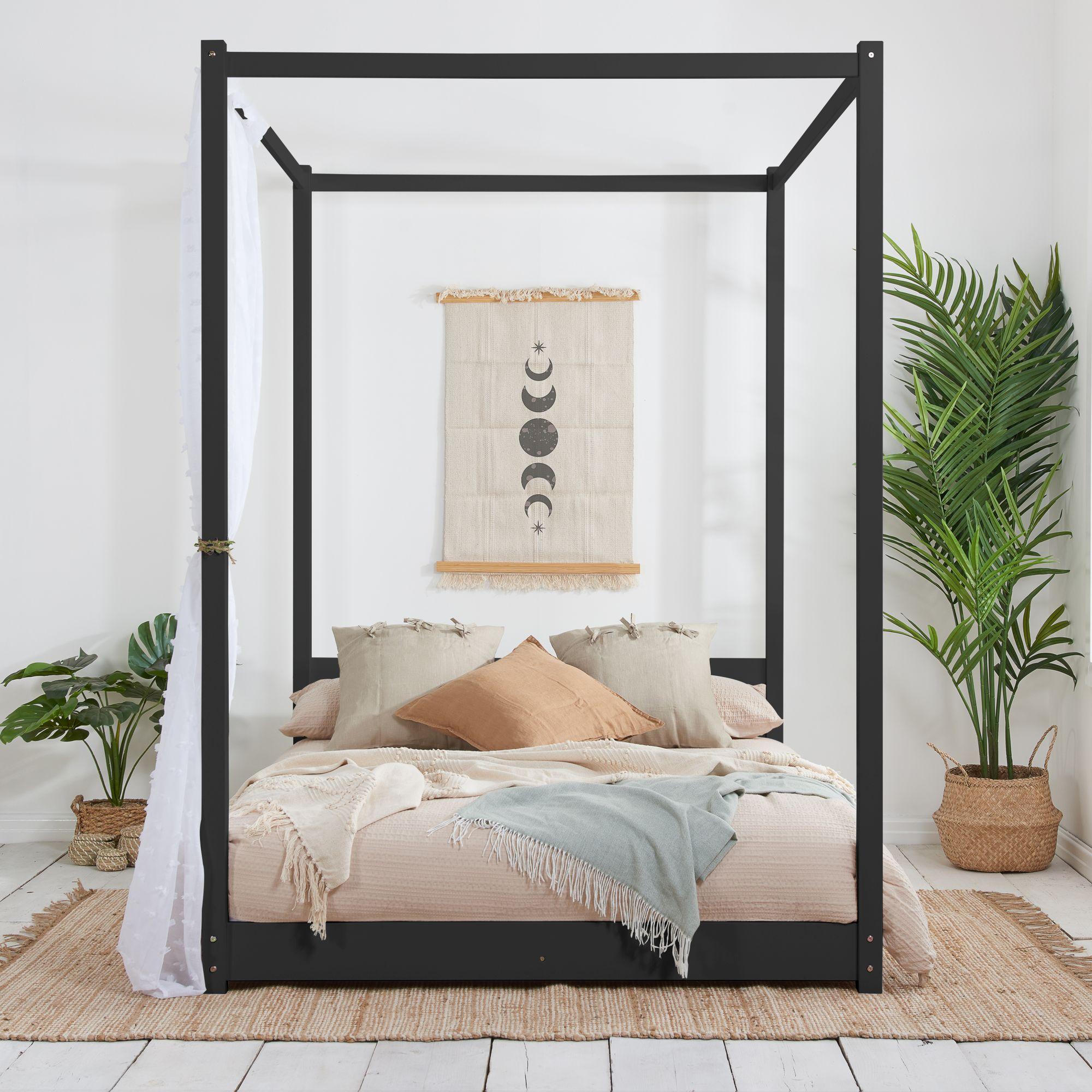Darwin Four Poster Bed - Black - Sizes Available