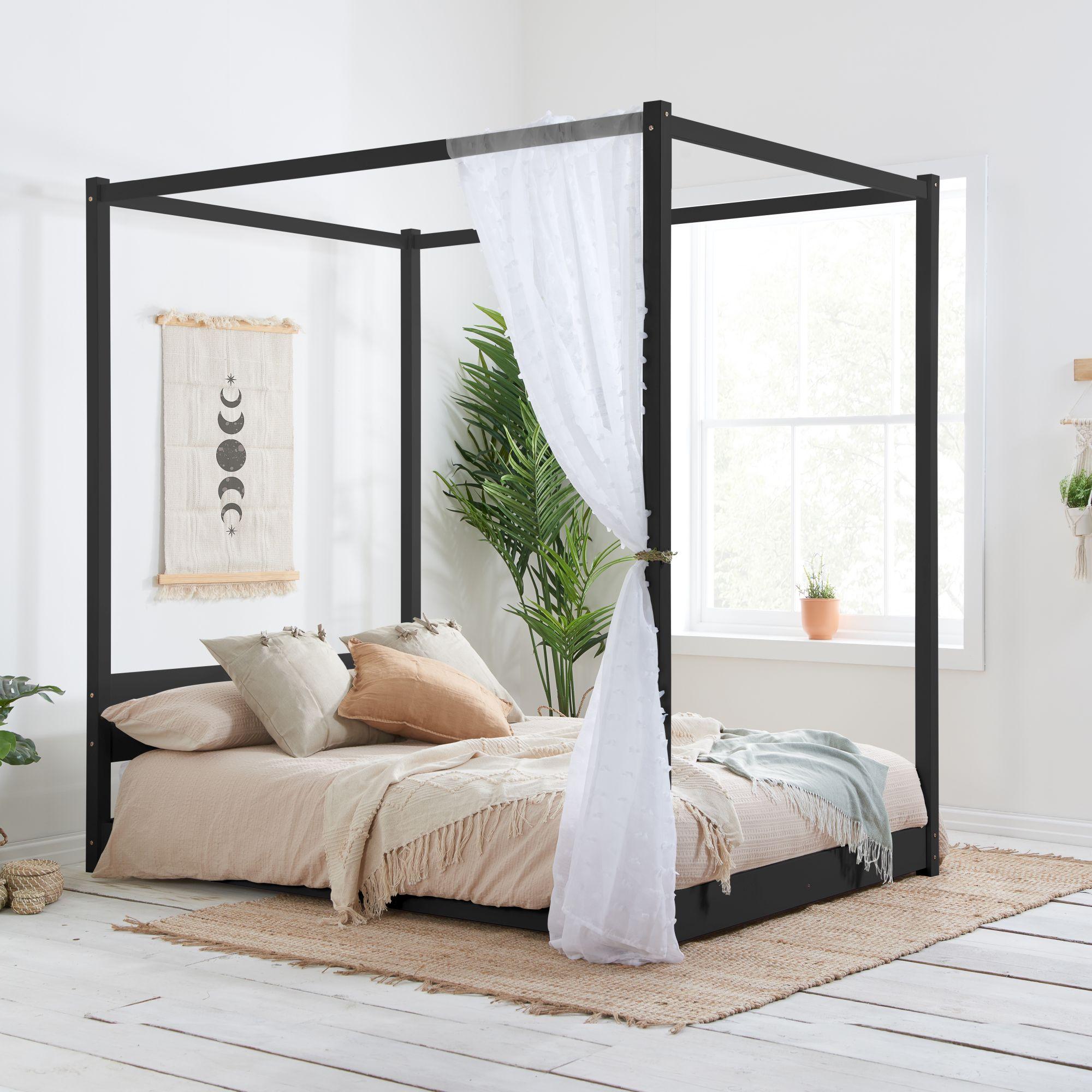 Darwin Four Poster Bed - Black - Sizes Available