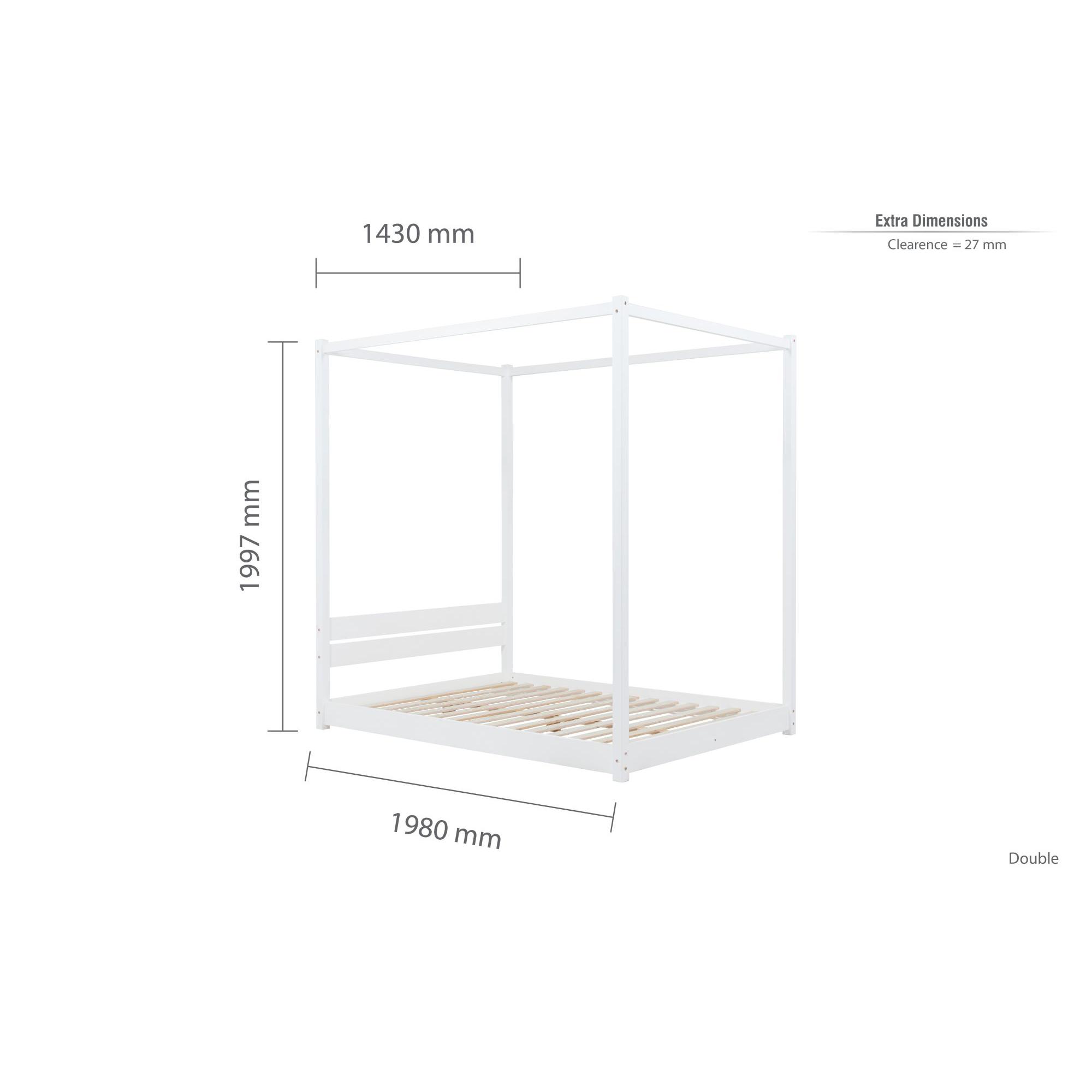 Darwin Four Poster Bed - White Wood - Sizes Available