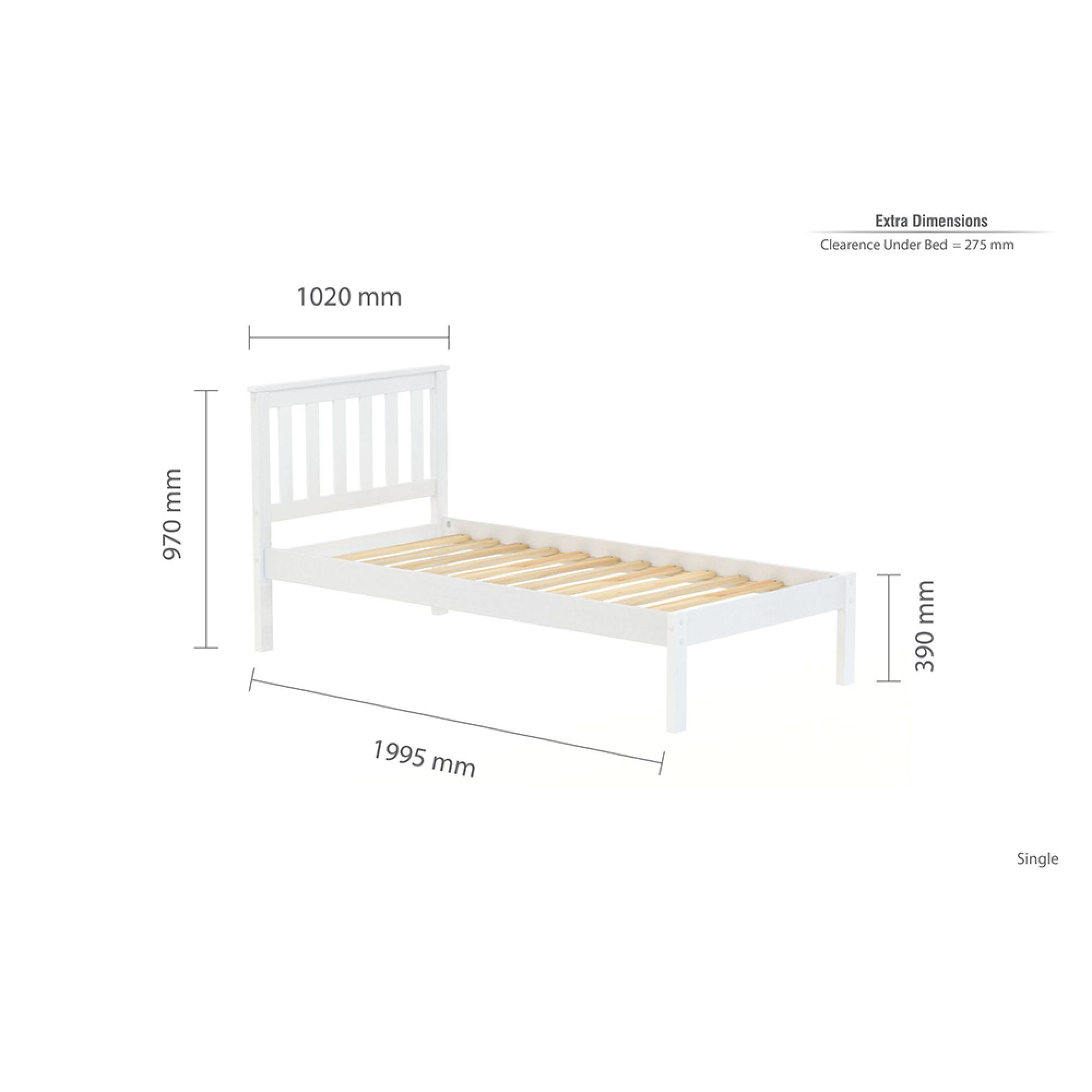 Denver Slatted Bed - White - Sizes Available